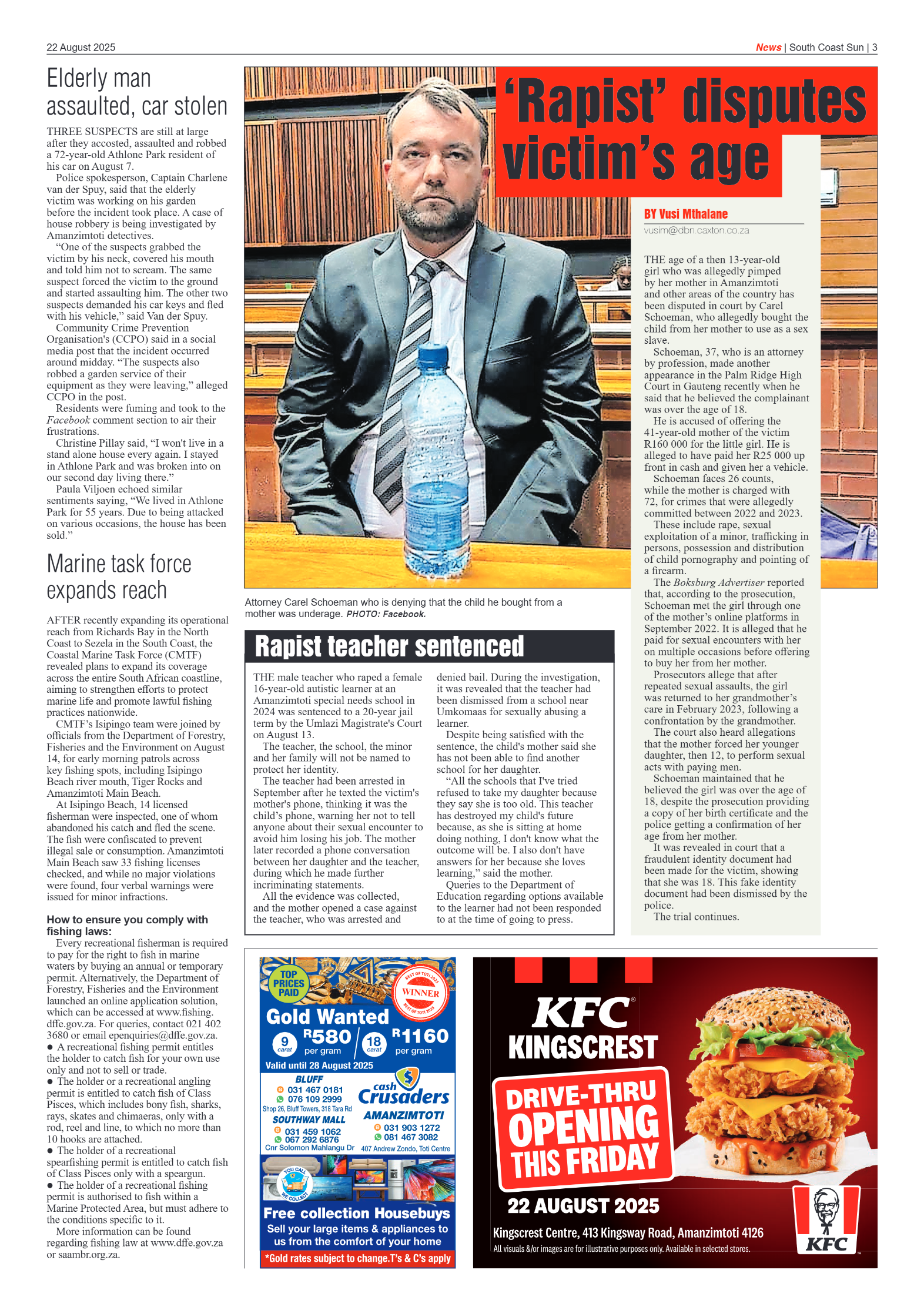 South Coast Sun 22 August 2025 page 3