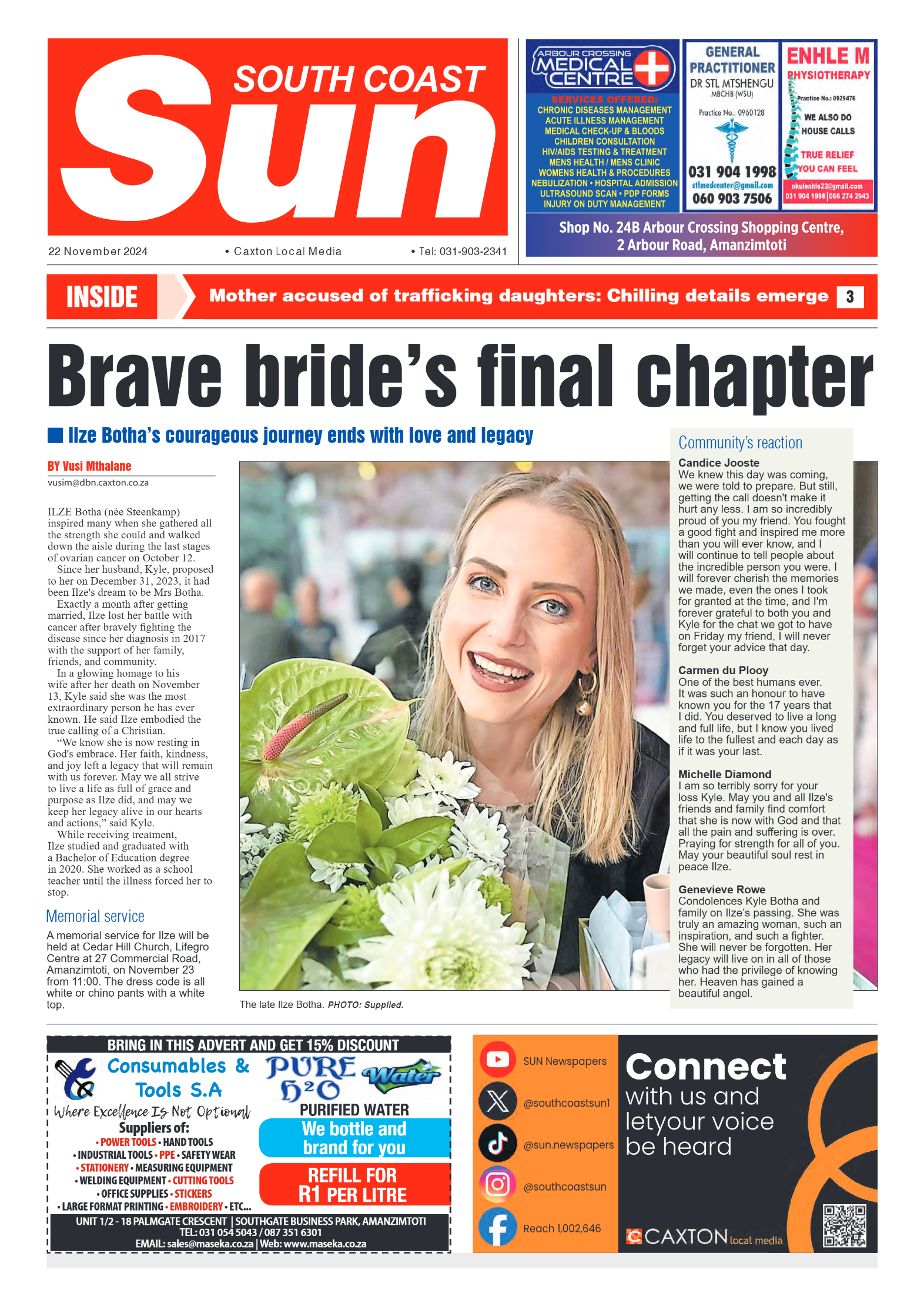 South Coast Sun 22 November 2024 page 1