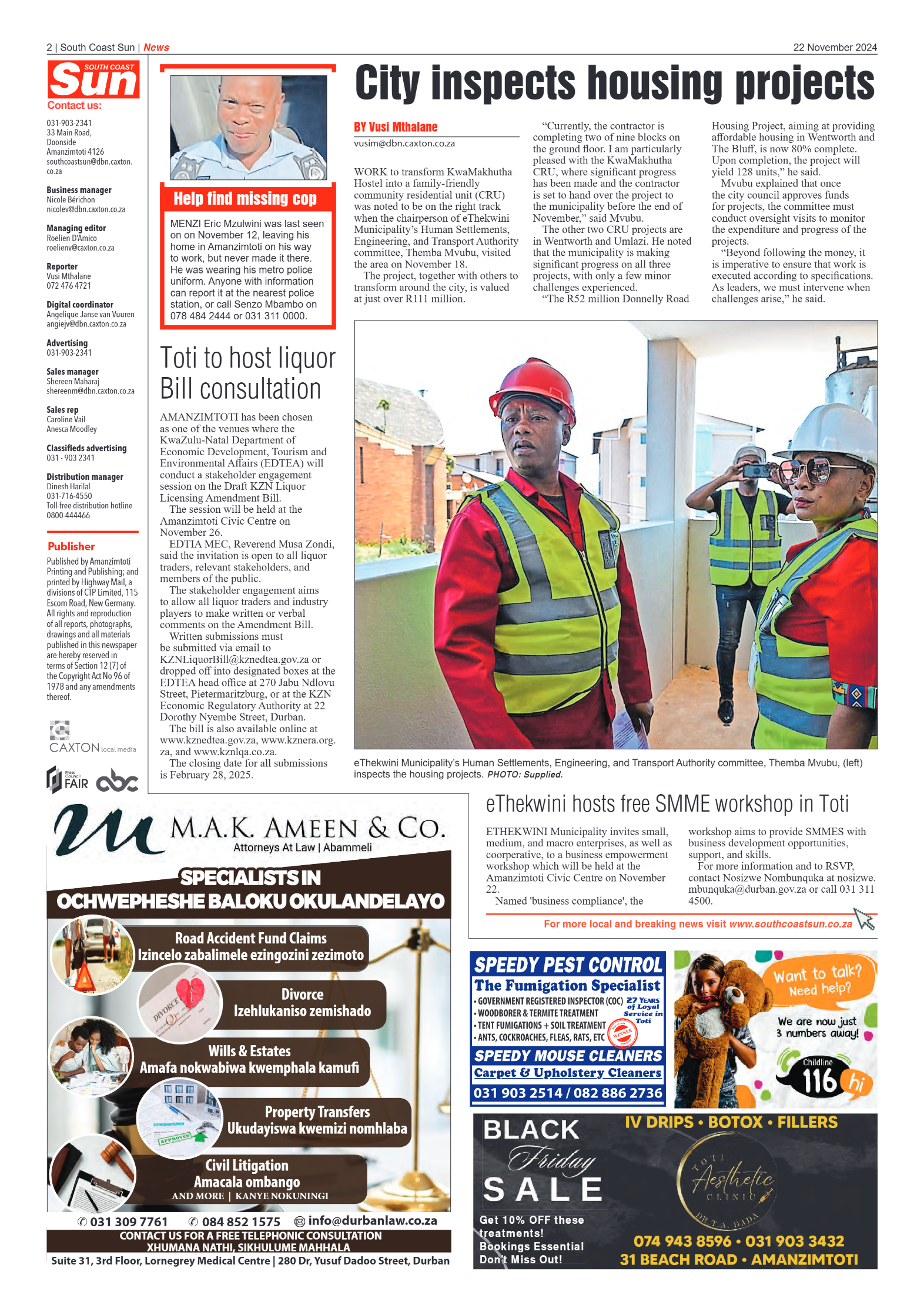 South Coast Sun 22 November 2024 page 2