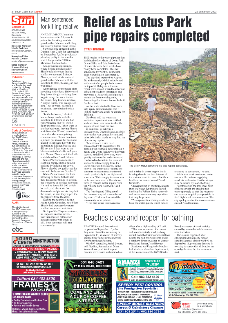 South Coast Sun 22 September 2023 page 2