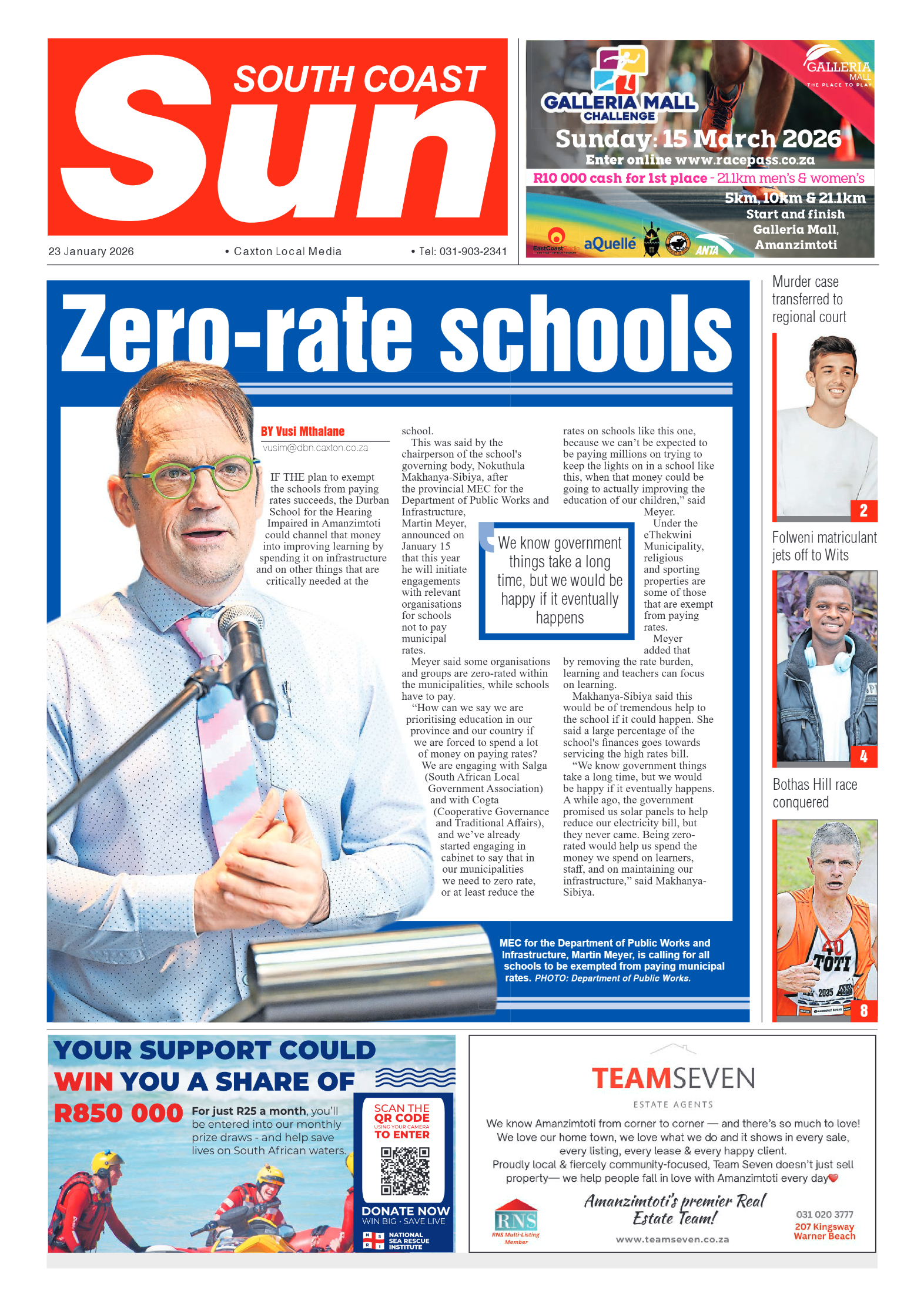 South Coast Sun 23 January 2026 page 1