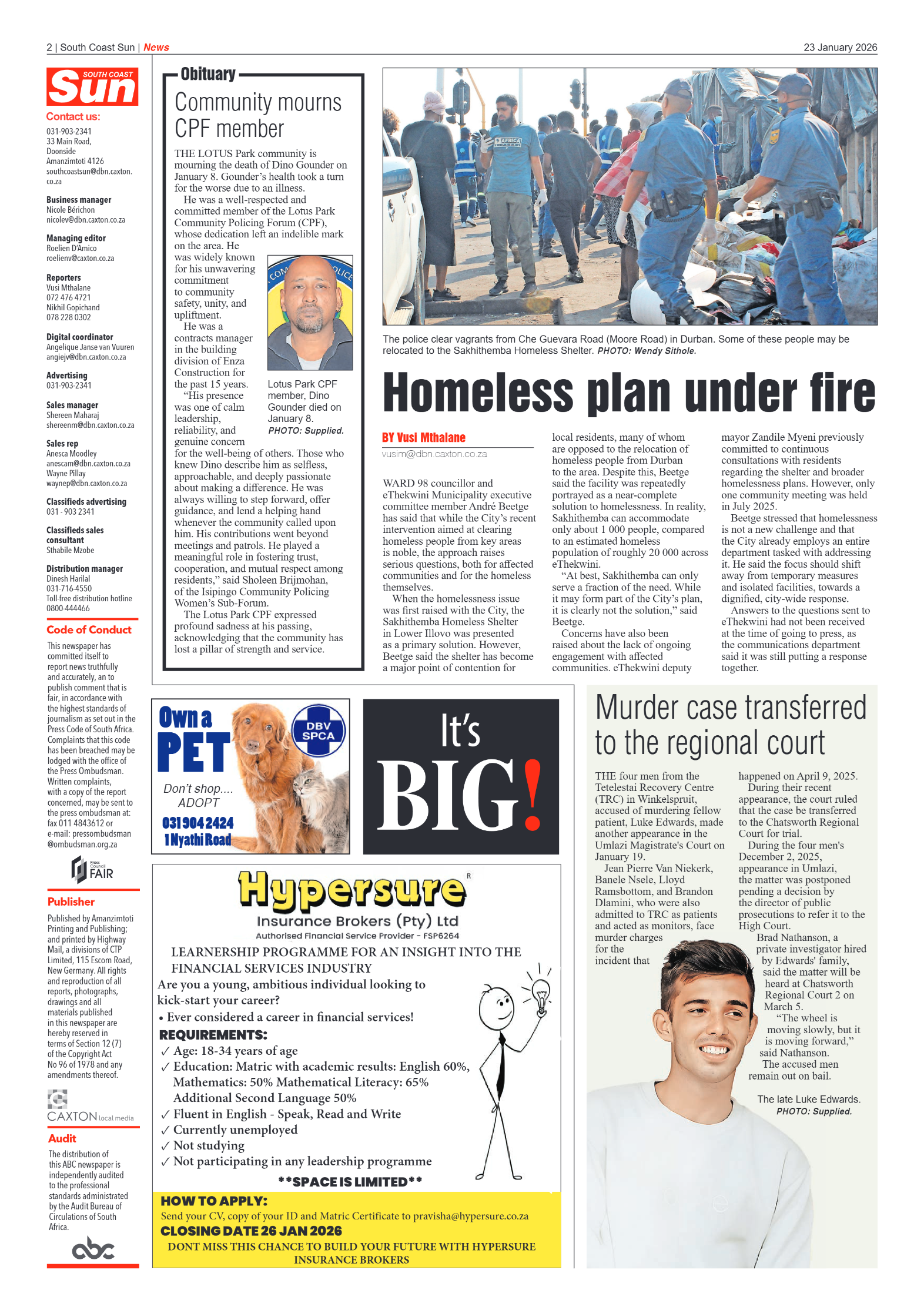 South Coast Sun 23 January 2026 page 2