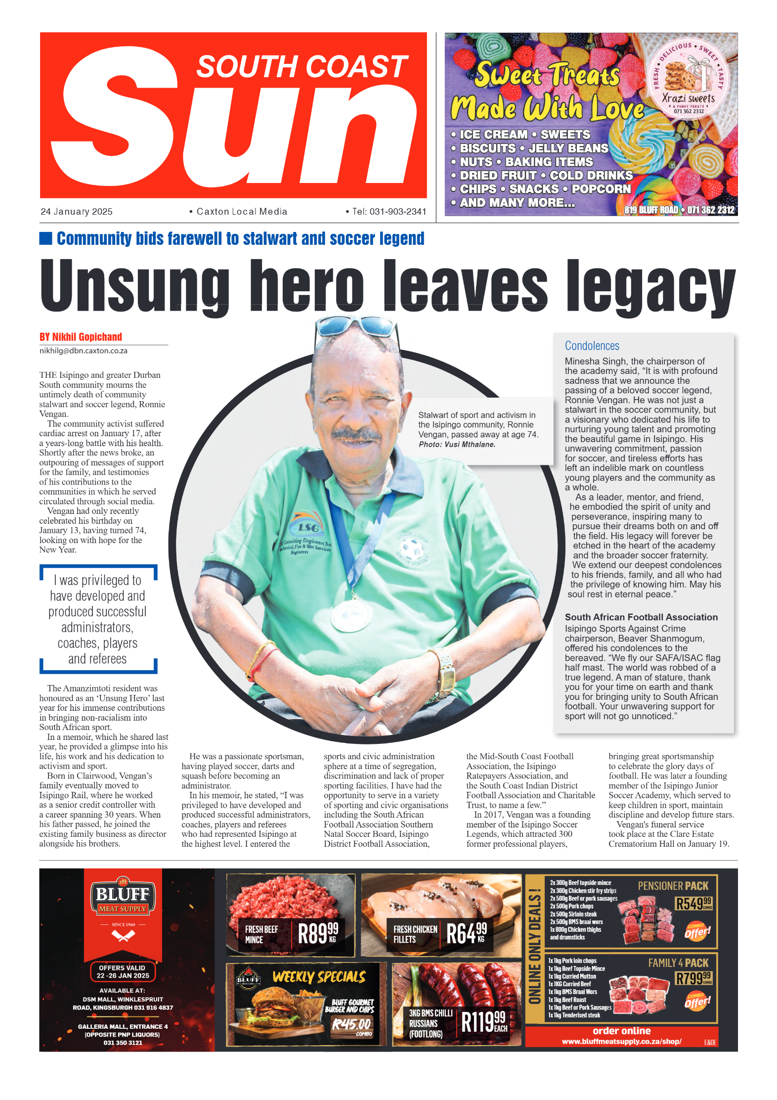 South Coast Sun 24 January 2025 page 1