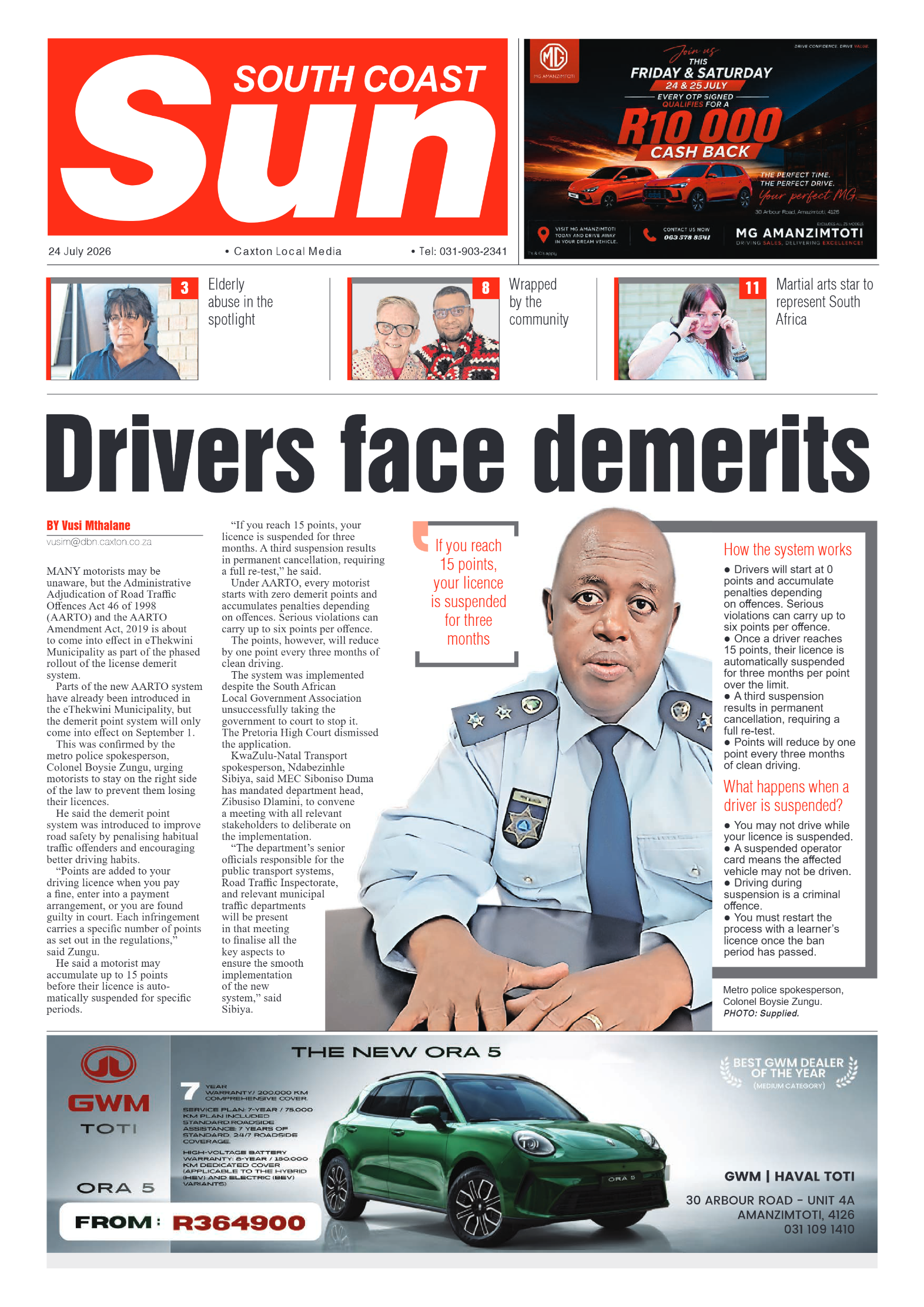 South Coast Sun 24 July 2026 page 1