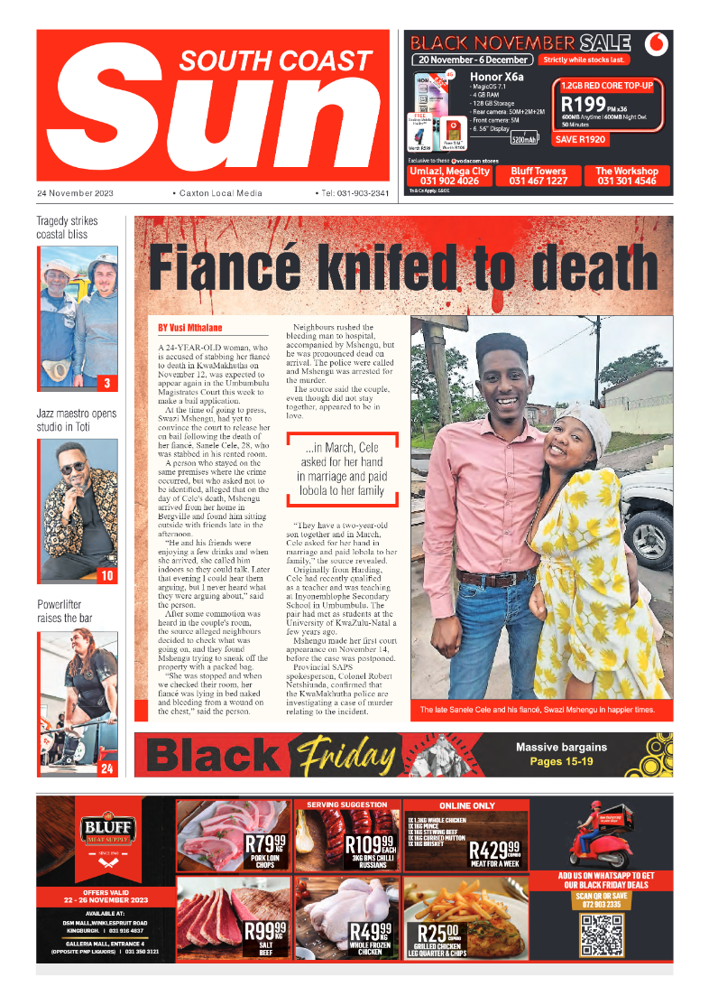 South Coast Sun 24 November 2023 page 1