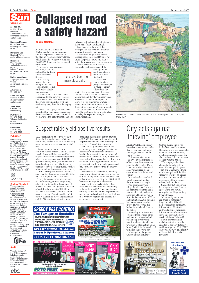 South Coast Sun 24 November 2023 page 2
