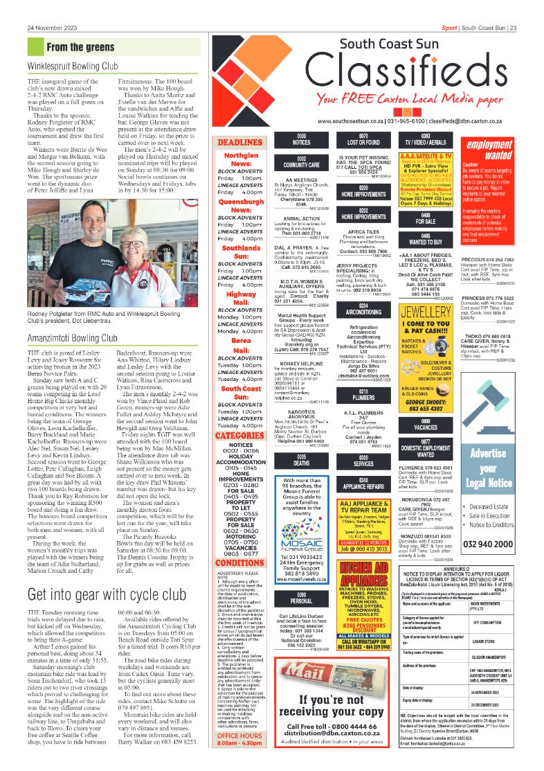 South Coast Sun 24 November 2023 page 23