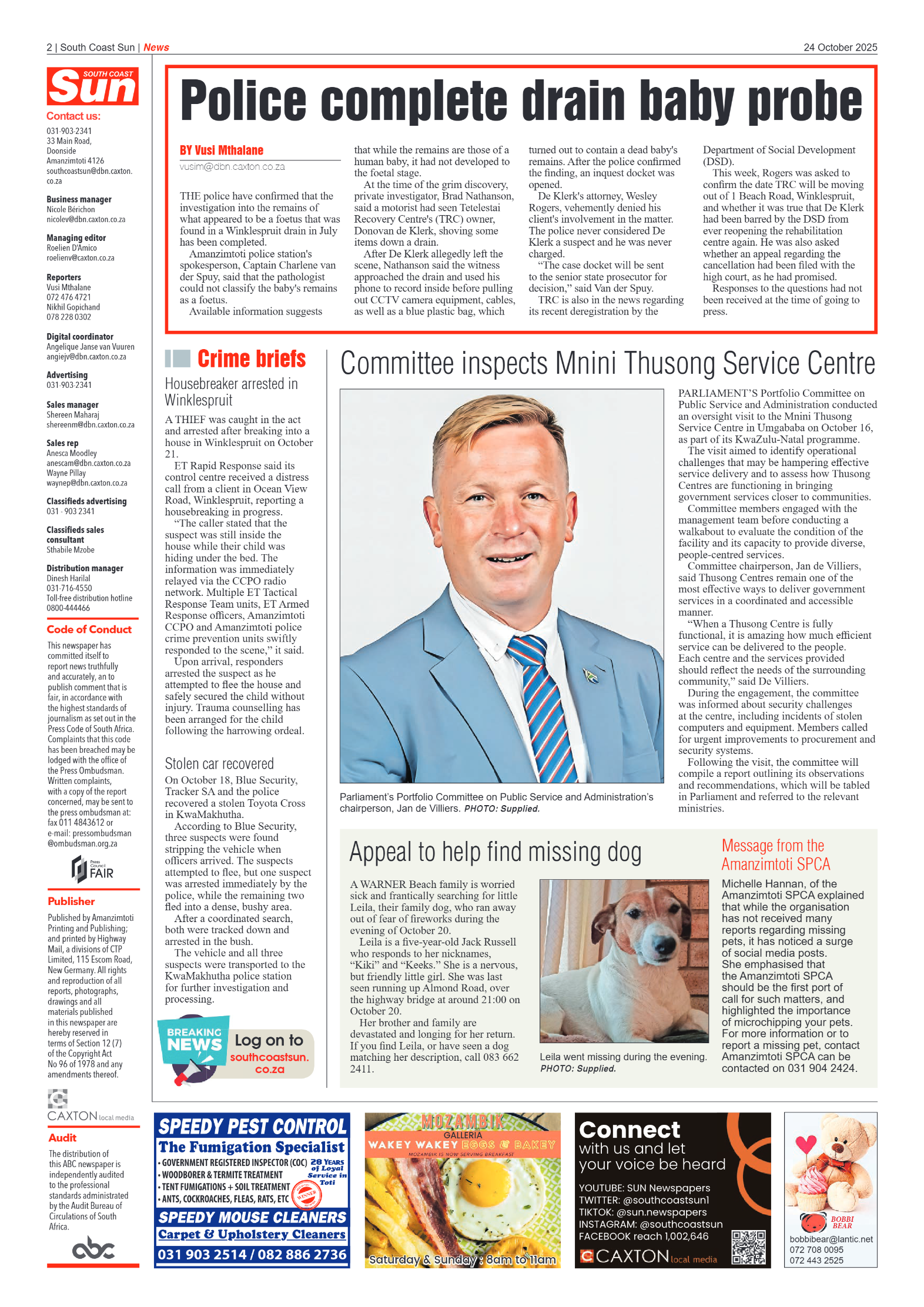 South Coast Sun 24 October 2025 page 2