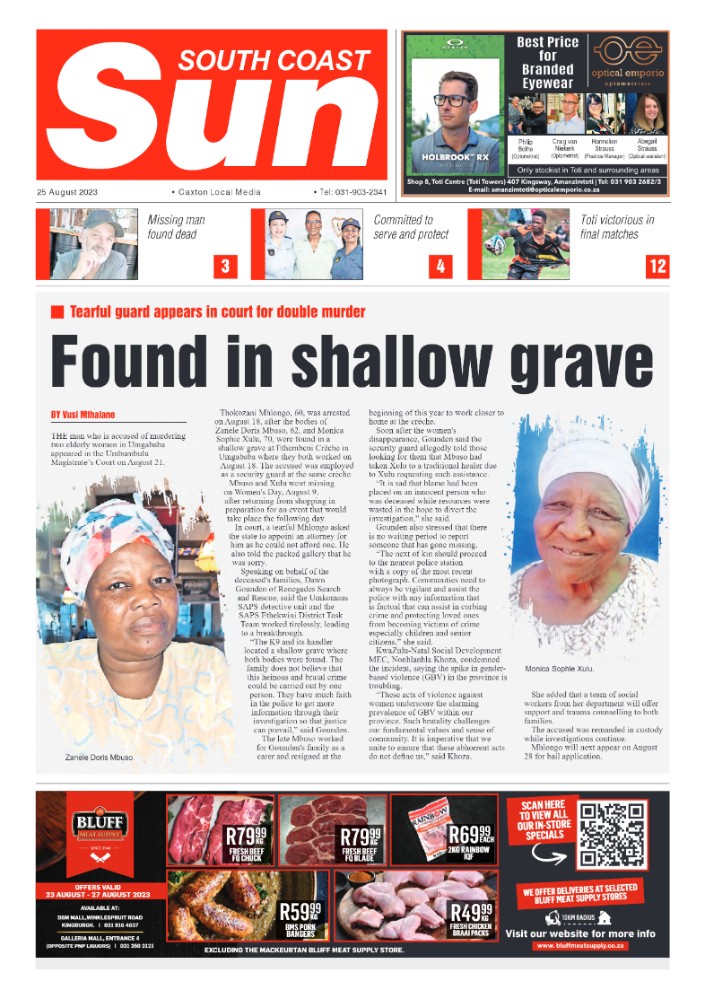 South Coast Sun 25 August 2023 page 1