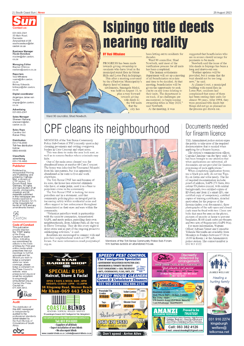 South Coast Sun 25 August 2023 page 2