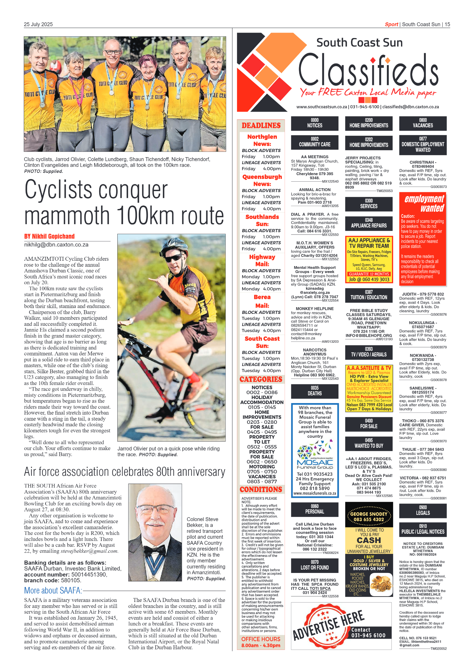 South Coast Sun 25 July 2025 page 15