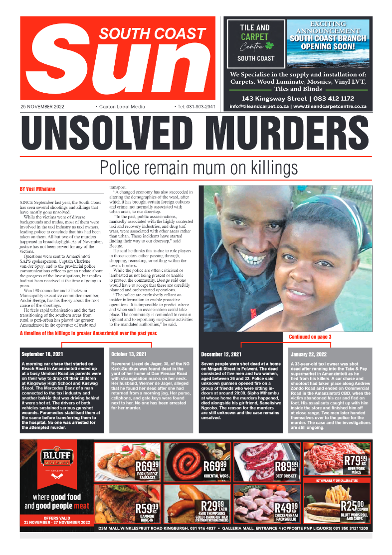 South Coast Sun 25 November 2022 page 1