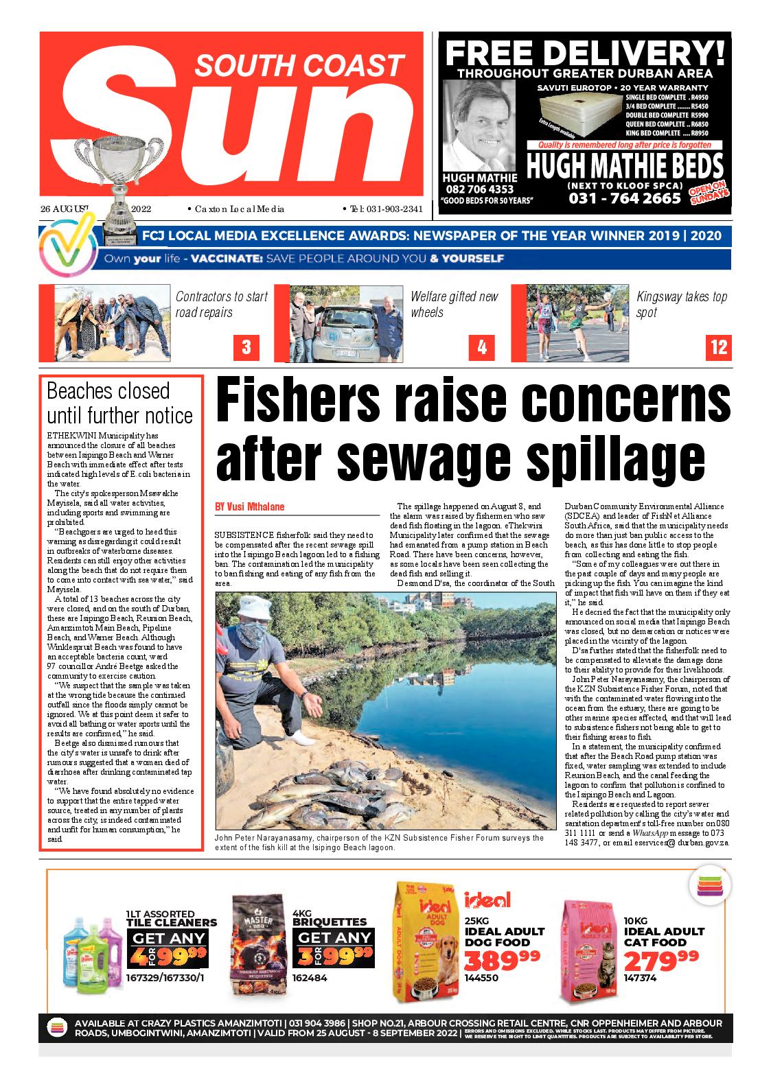 South Coast Sun 26 August 2022 page 1