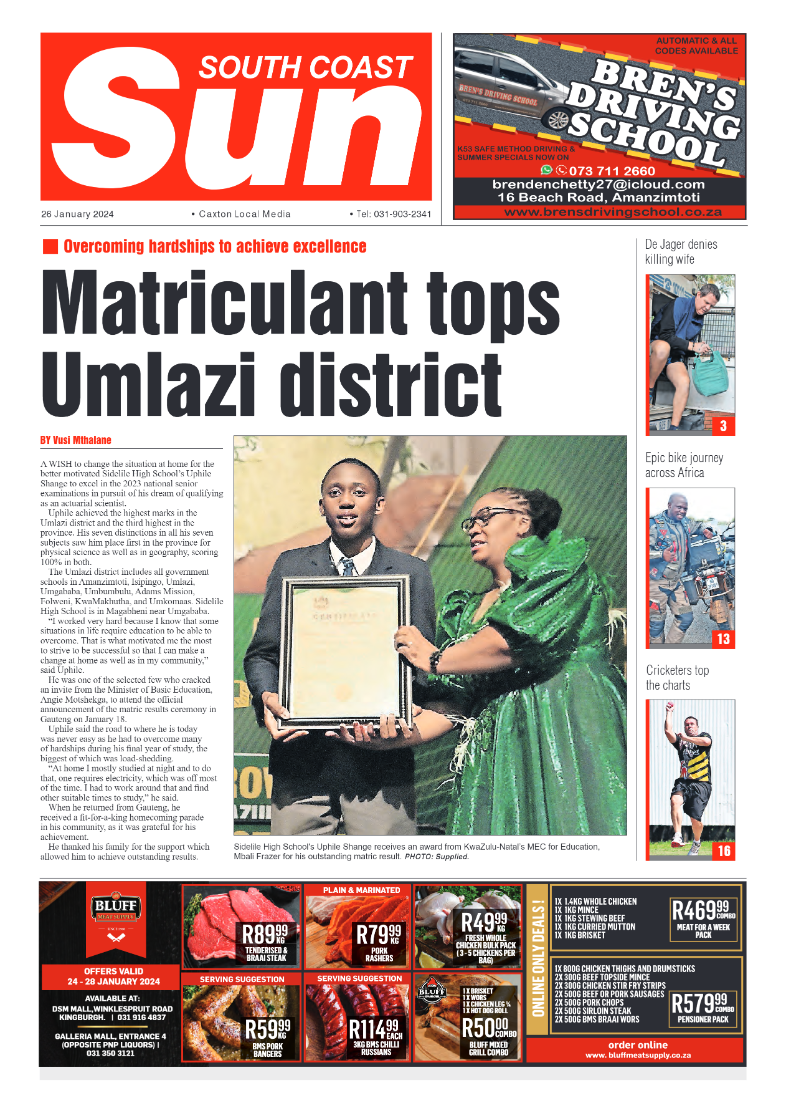 South Coast Sun 26 January 2024 page 1