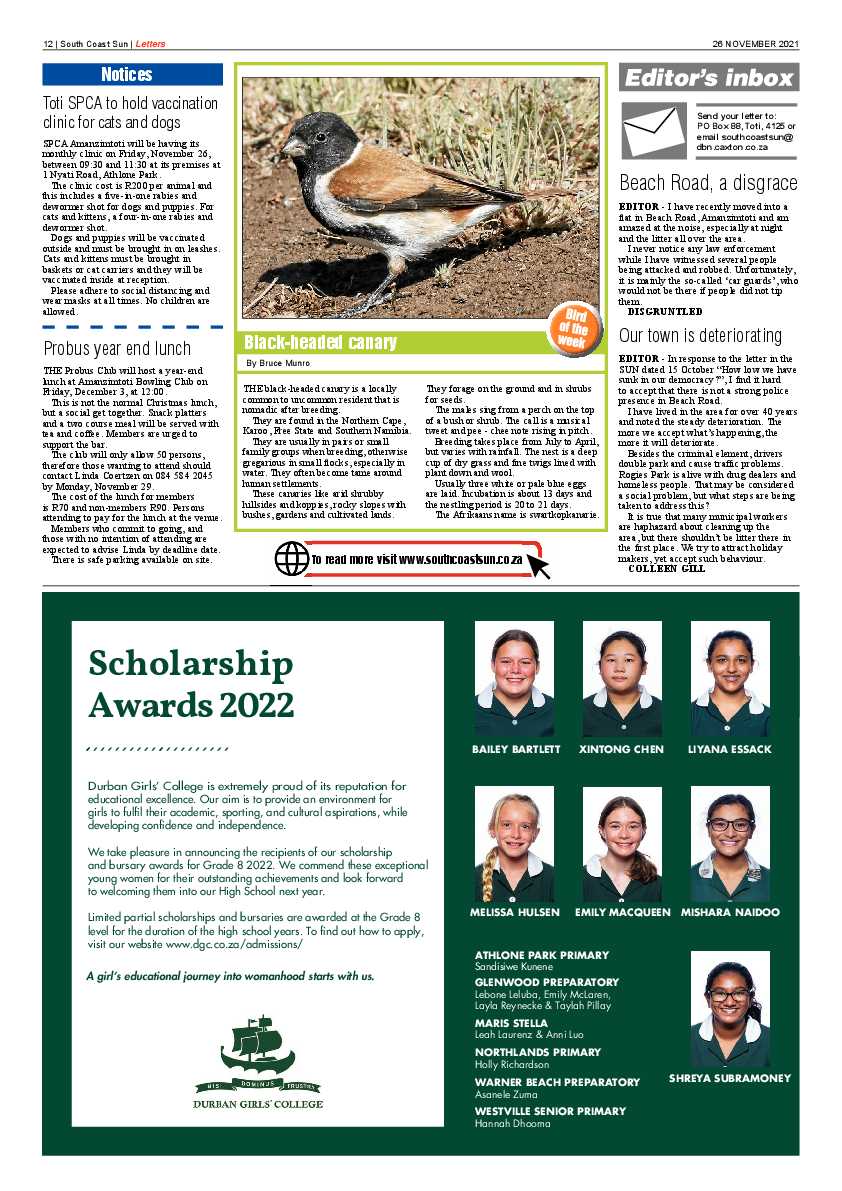 South Coast Sun 26 November 2021 page 12
