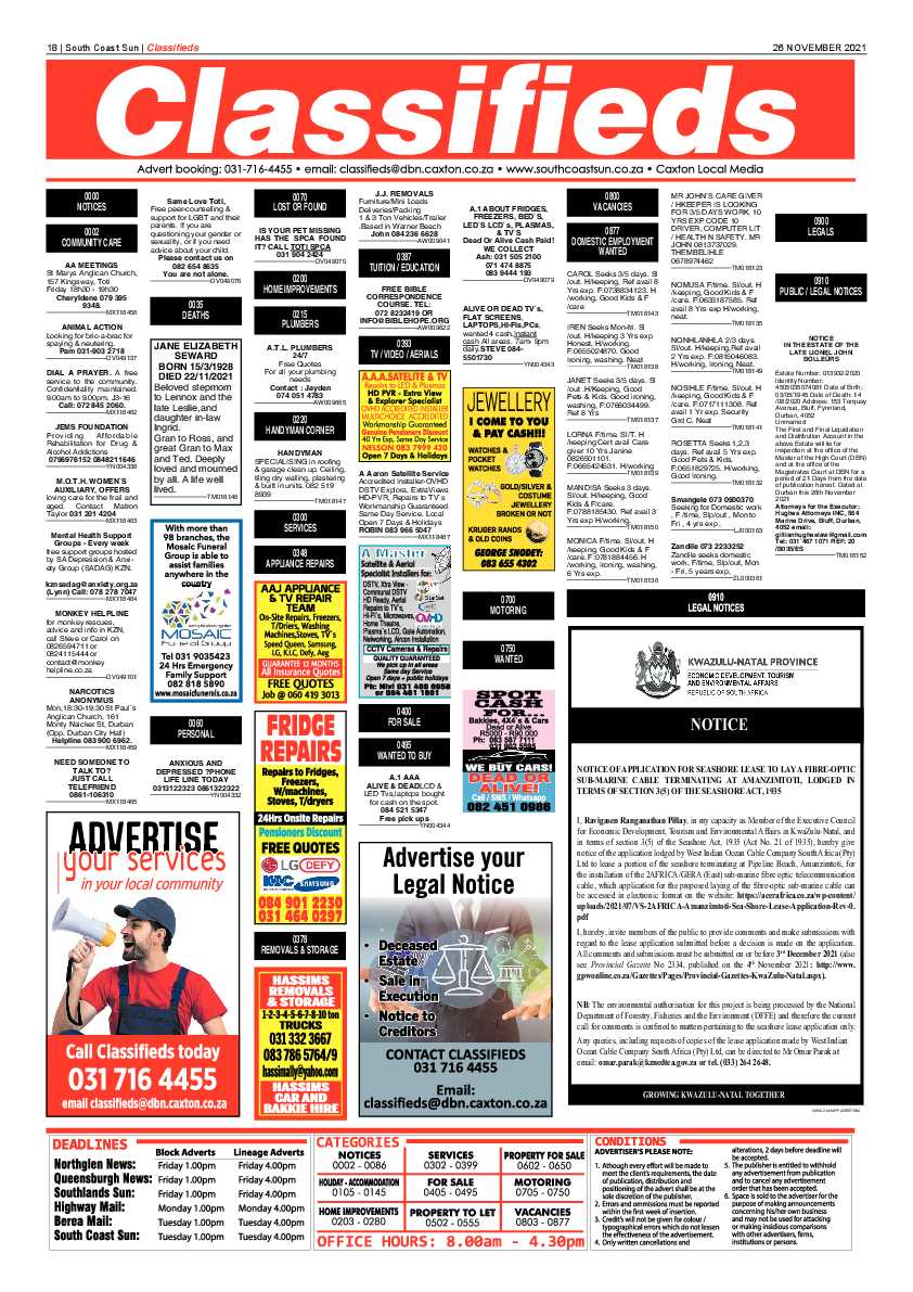 South Coast Sun 26 November 2021 page 18