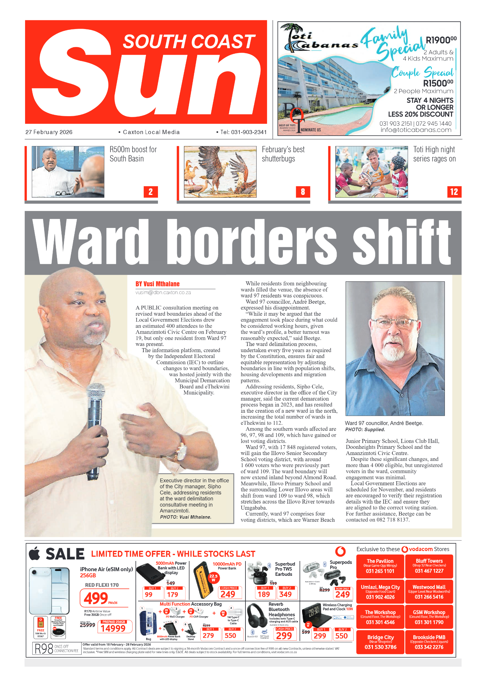 South Coast Sun 27 February 2026 page 1