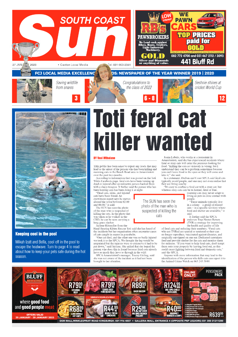 South Coast Sun 27 January 2023 page 1