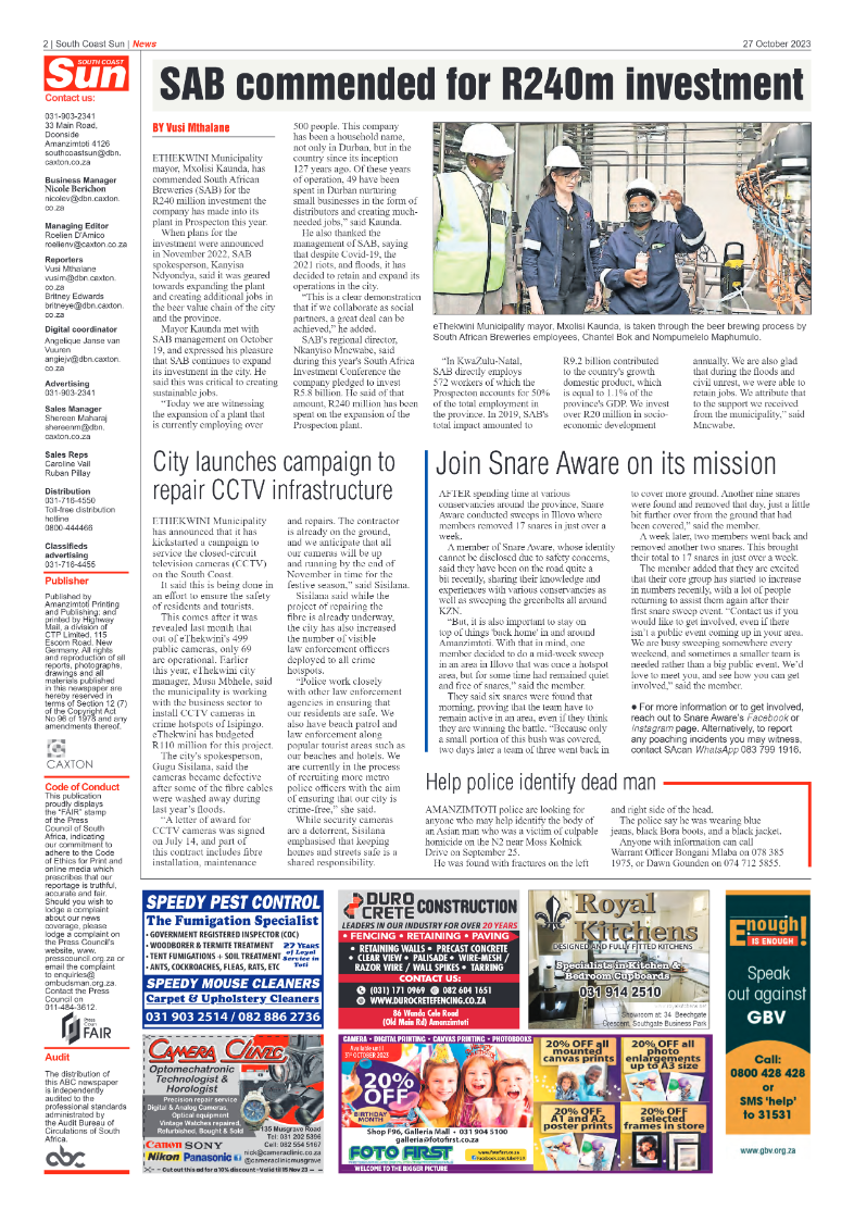 South Coast Sun 27 October 2023 page 2