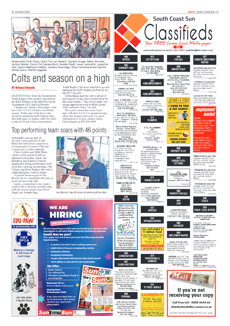 South Coast Sun 27 October 2023 page 9