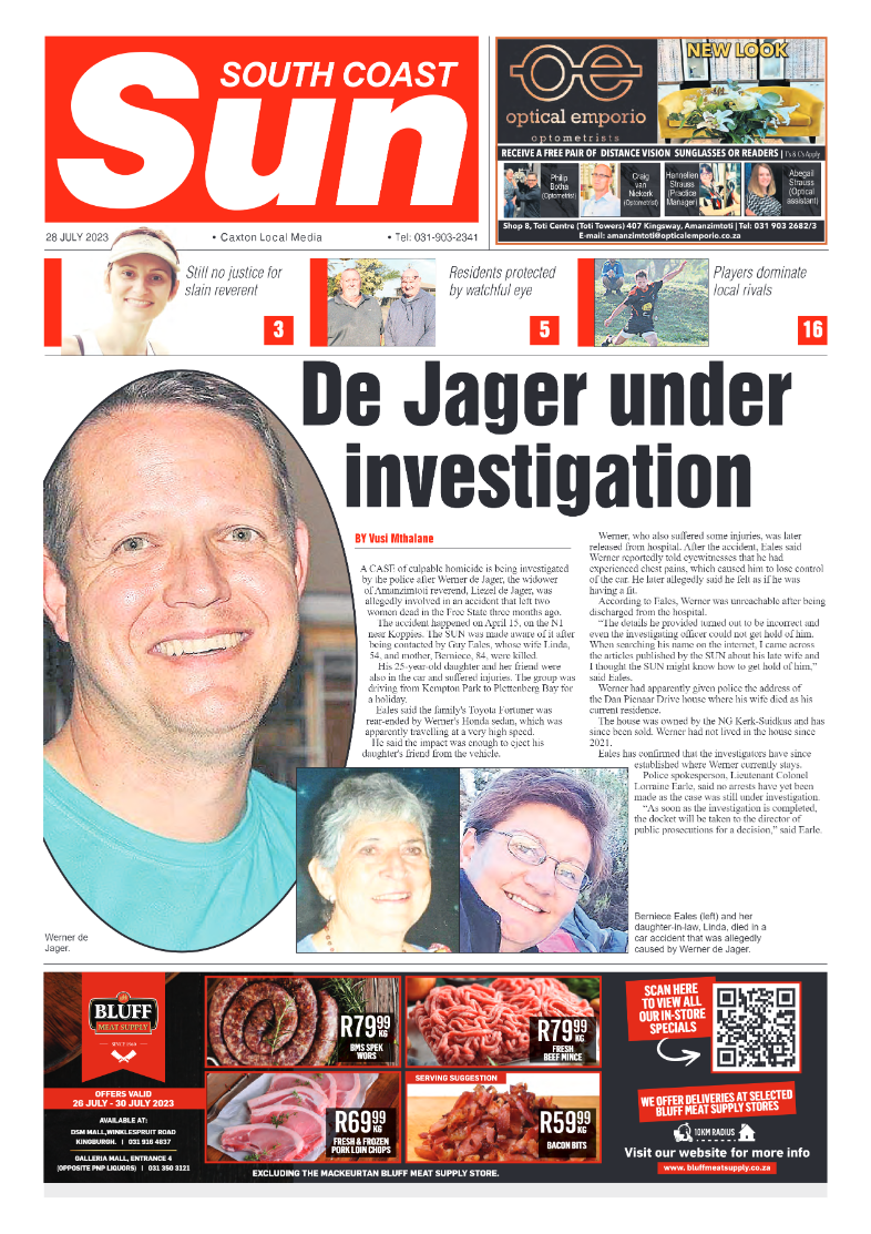 South Coast Sun 28 July 2023 page 1