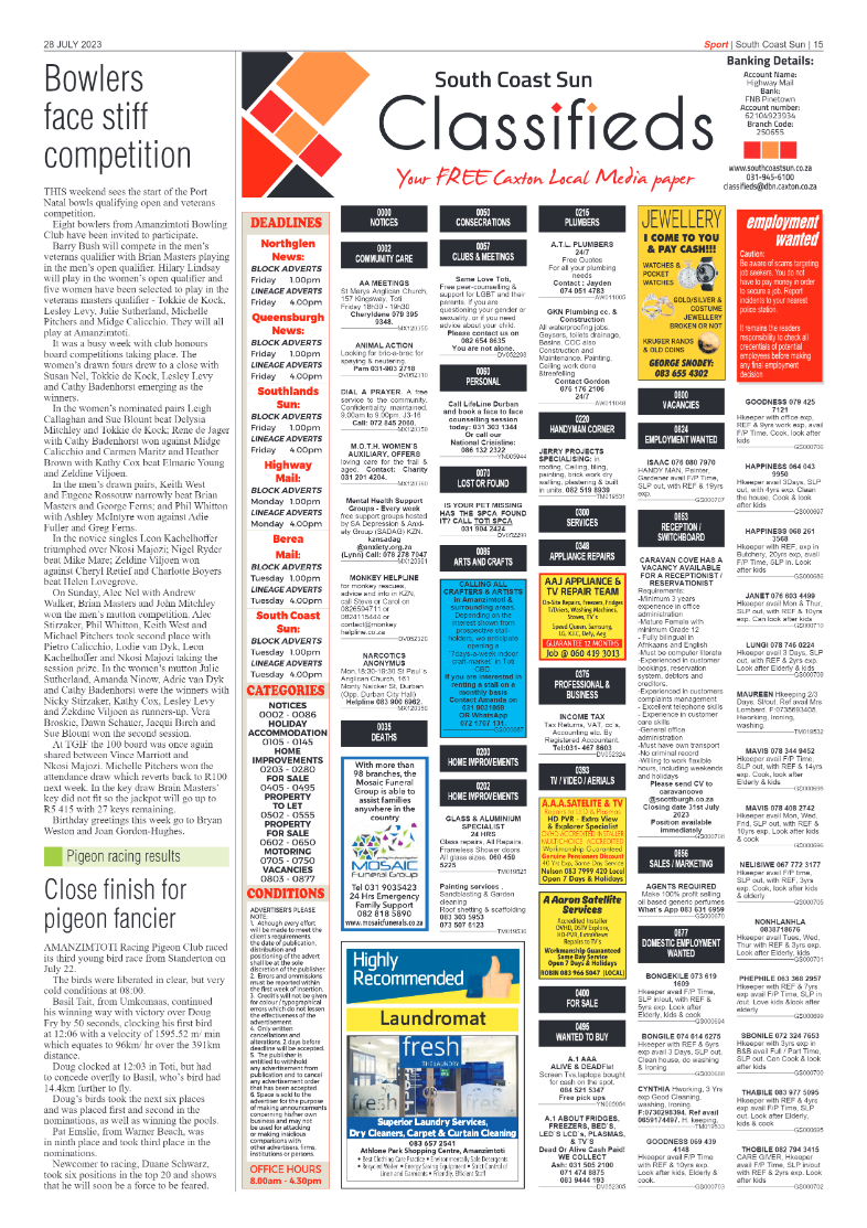 South Coast Sun 28 July 2023 page 15