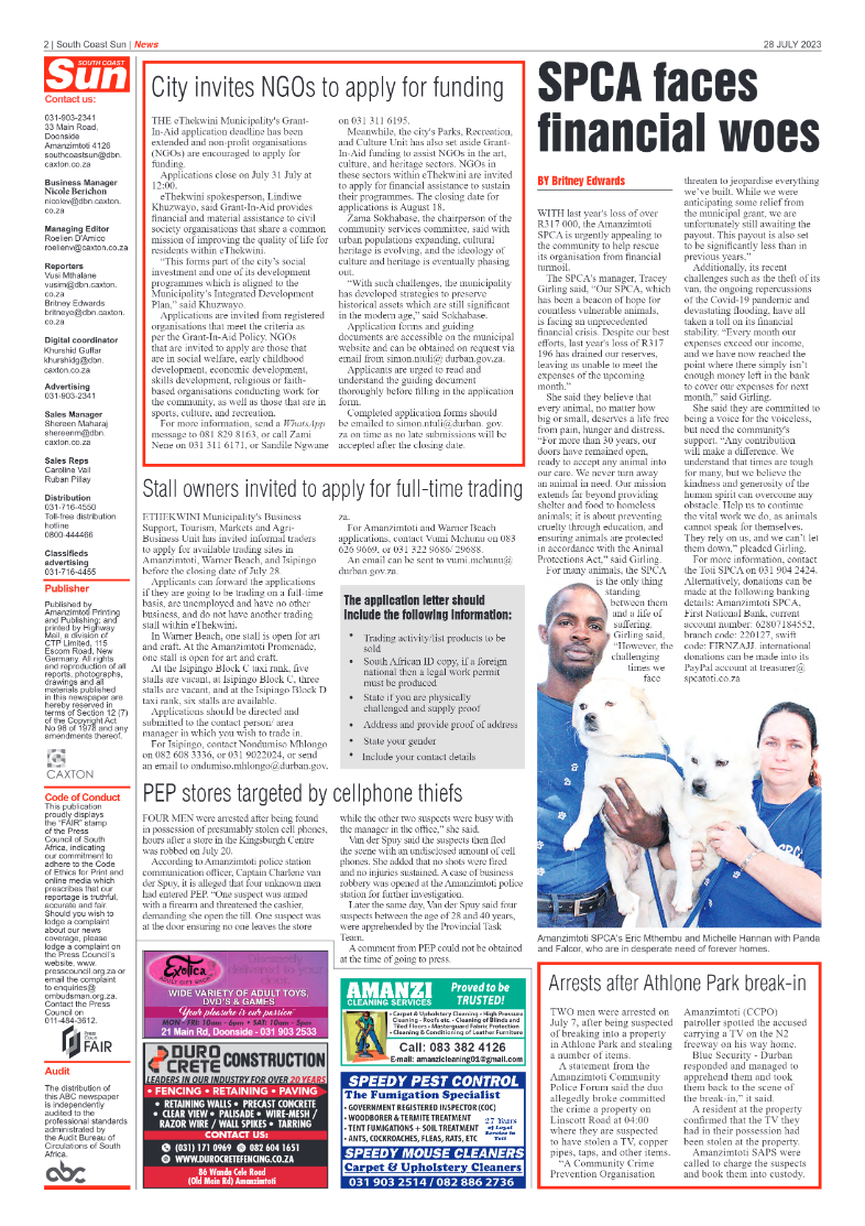 South Coast Sun 28 July 2023 page 2