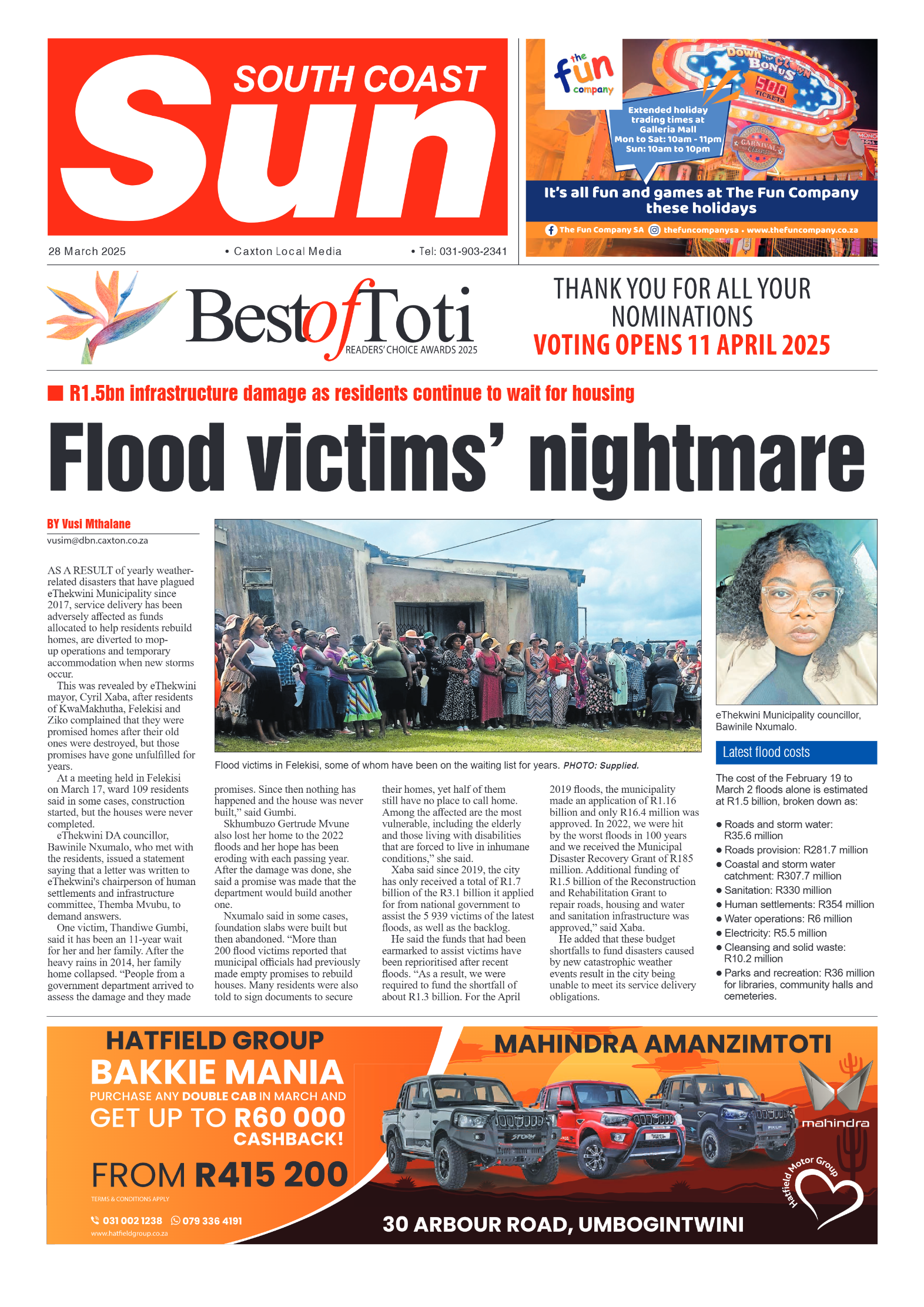 South Coast Sun 28 March 2025 page 1