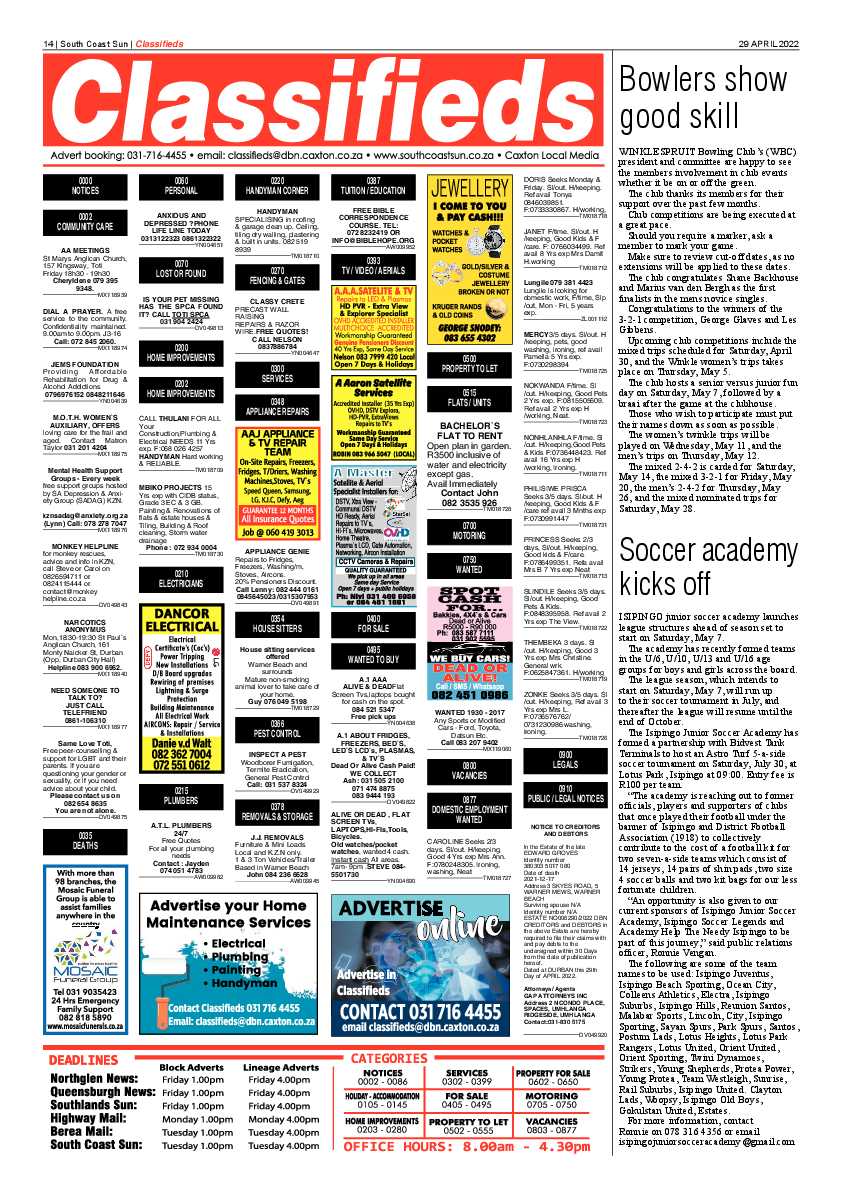 South Coast Sun 29 April 2022 page 14