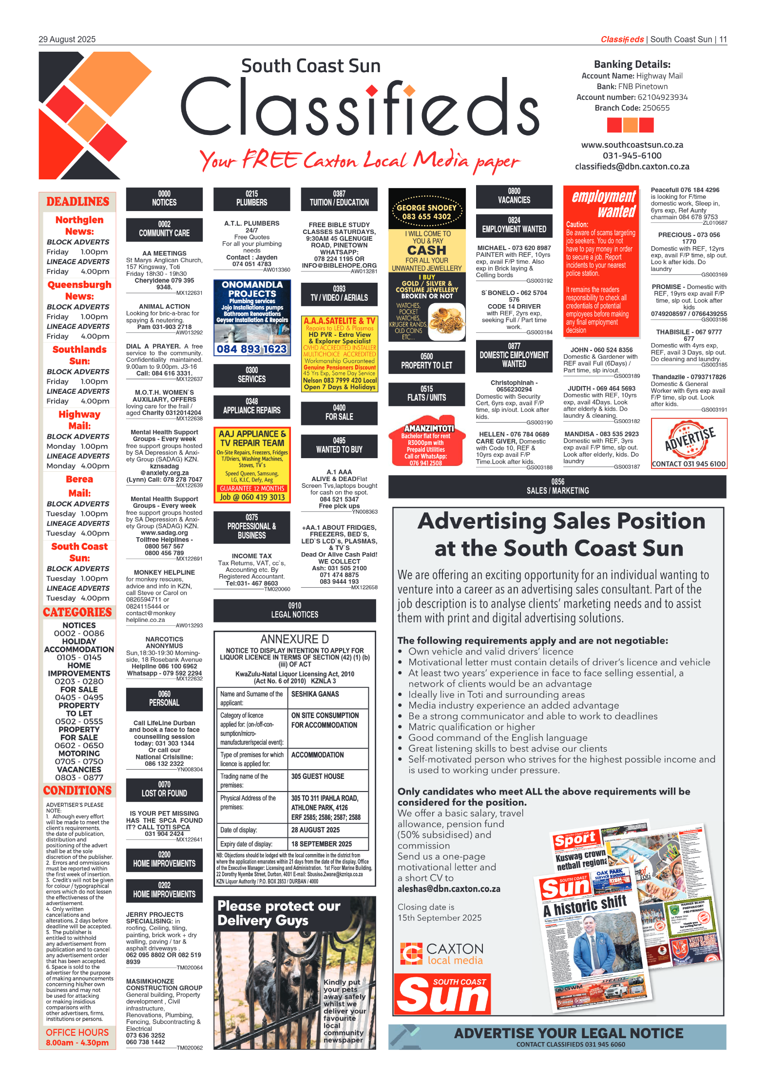 South Coast Sun 29 August 2025 page 11