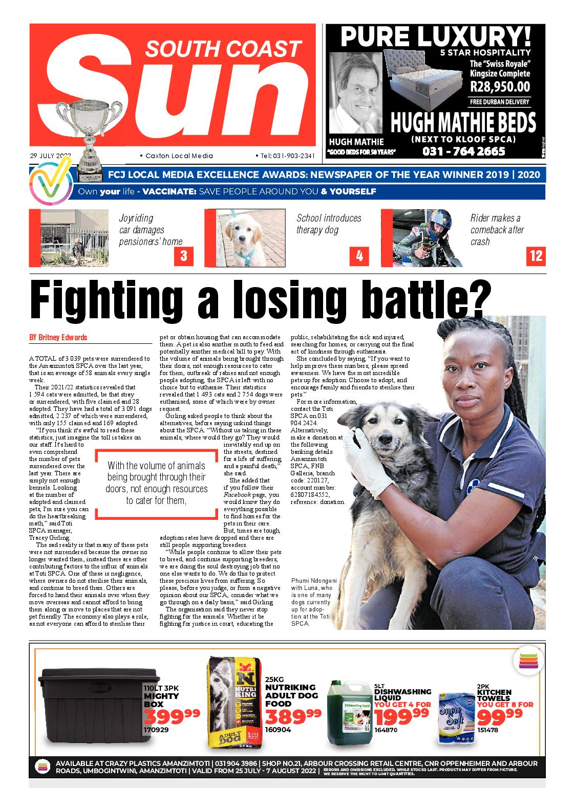 South Coast Sun 29 July 2022 page 1