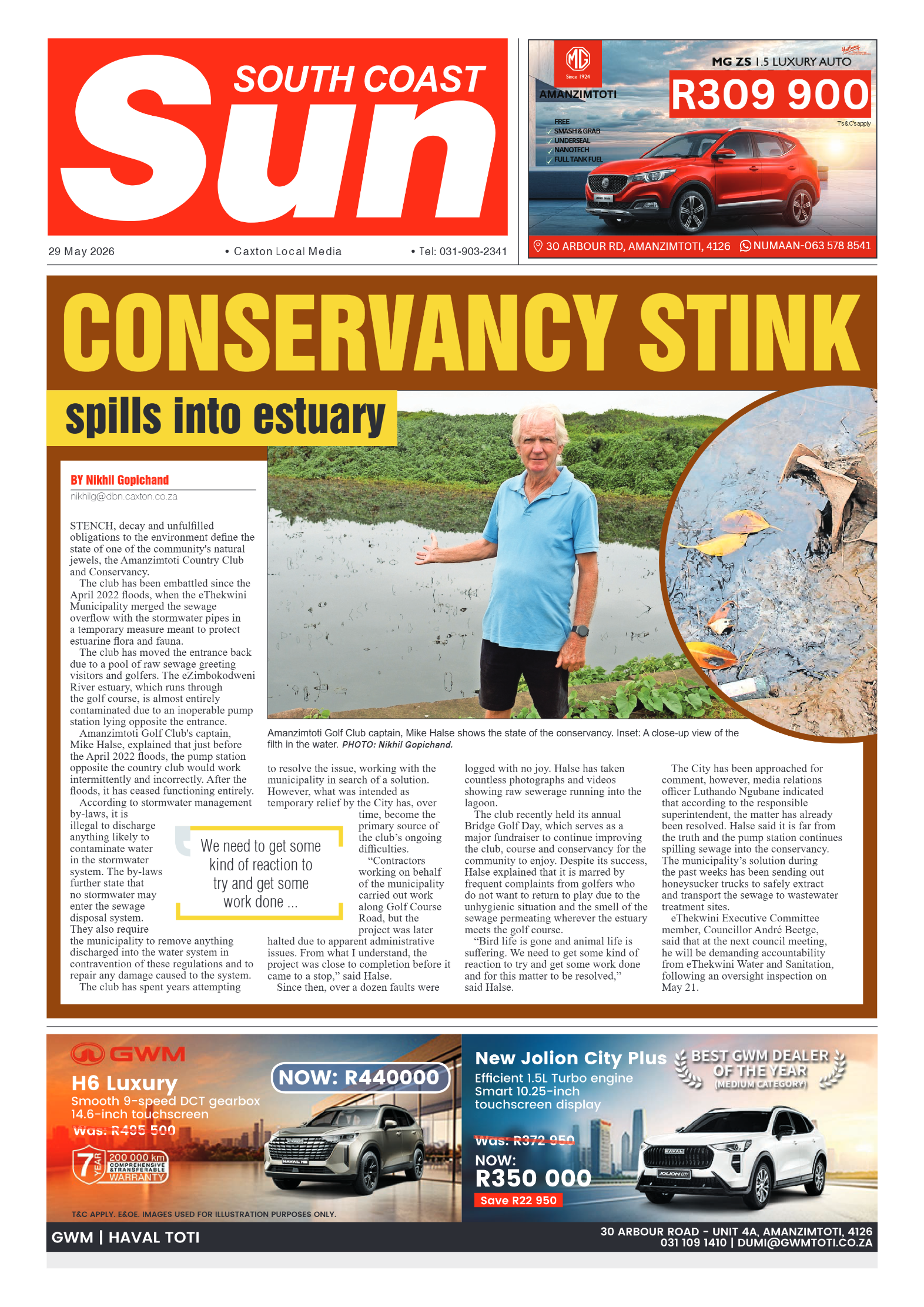 South Coast Sun 29 May 2026 page 1