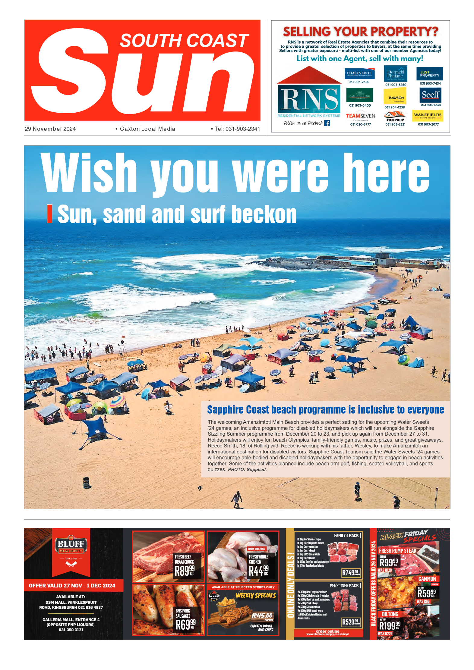 South Coast Sun 29 November 2024 page 1