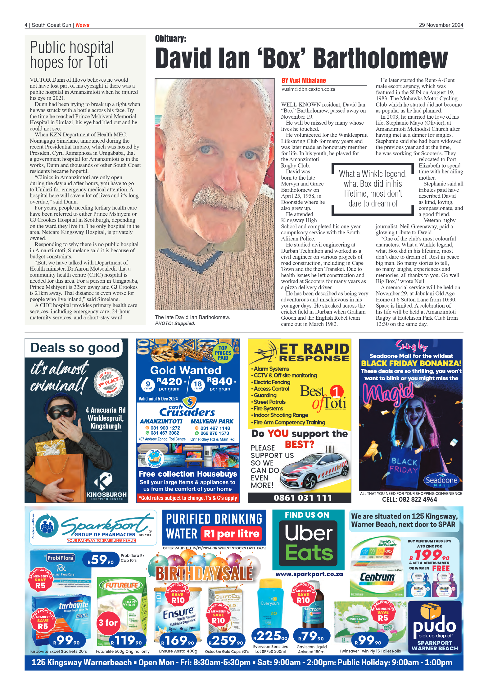 South Coast Sun 29 November 2024 page 4