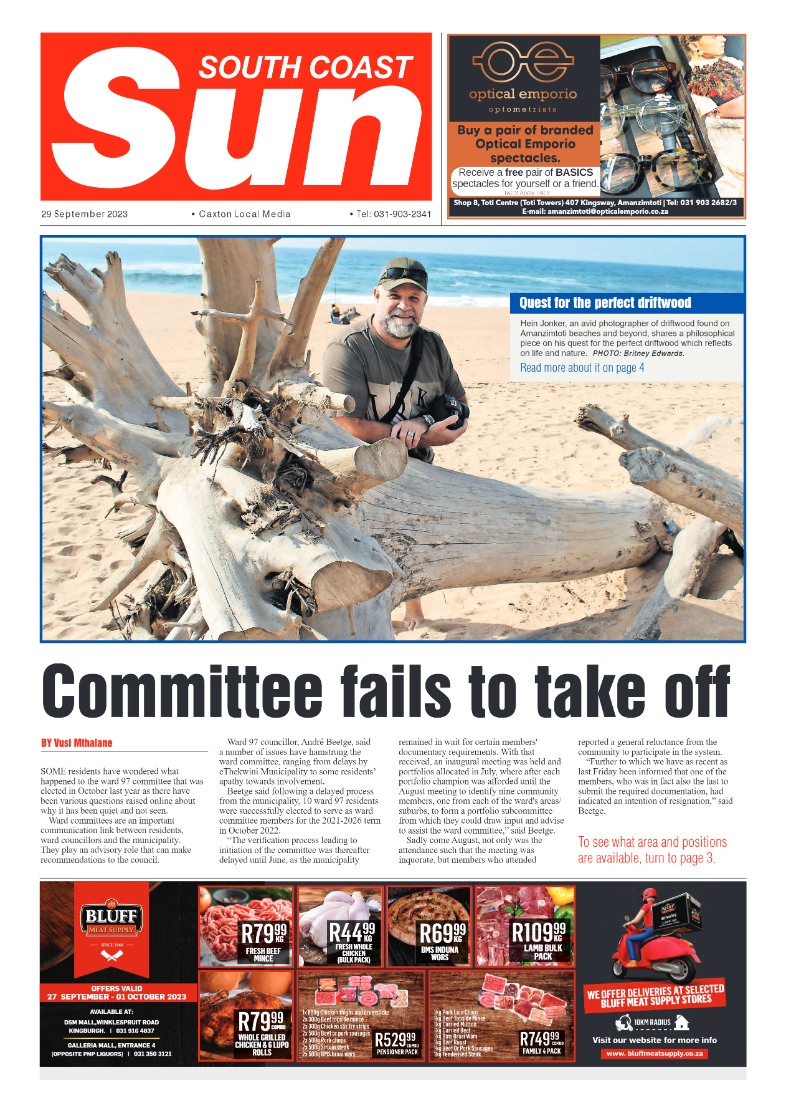 South Coast Sun 29 September 2023 page 1