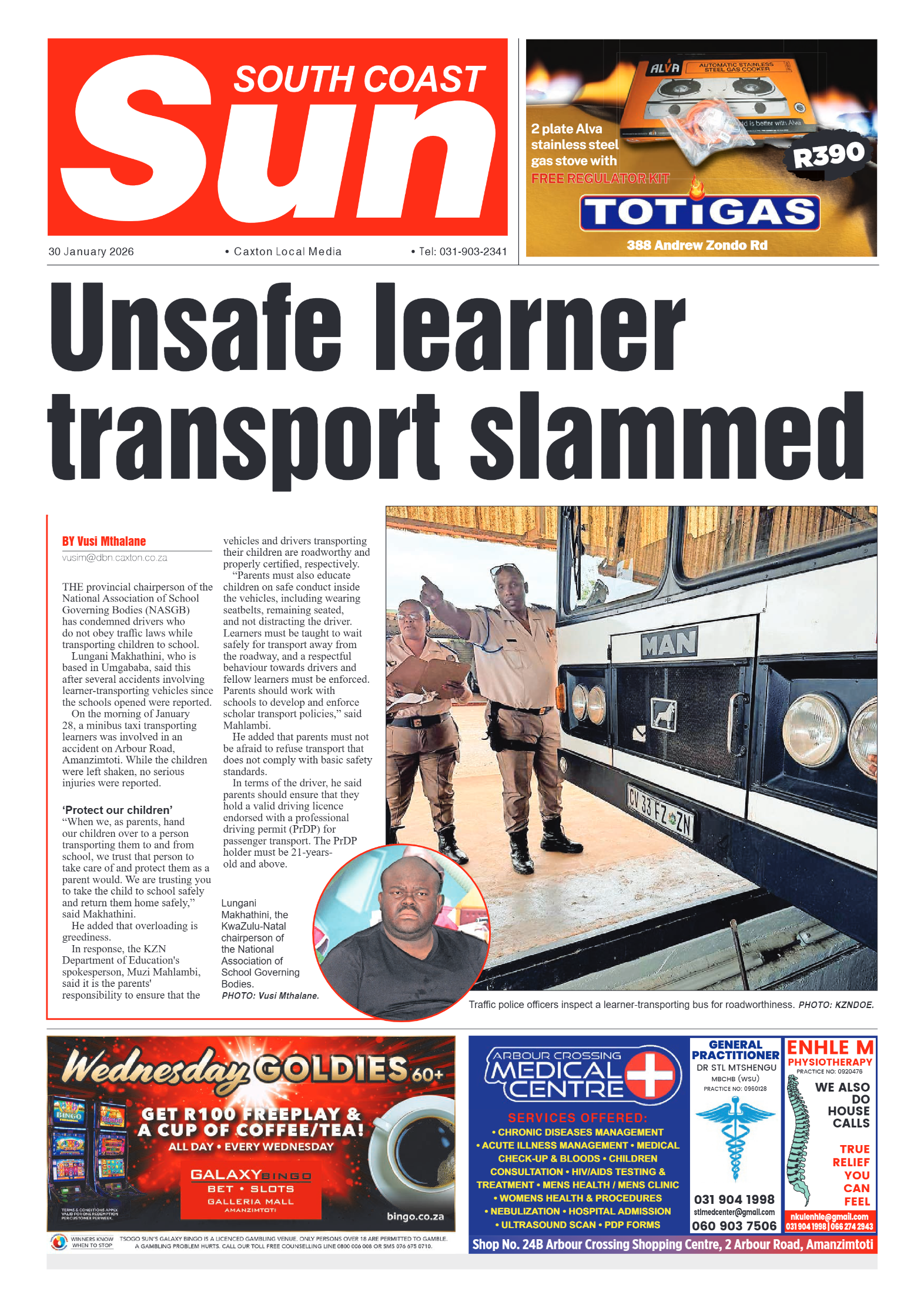 South Coast Sun 30 January 2026 page 1