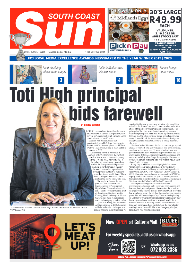 South Coast Sun 30 September 2022 page 1