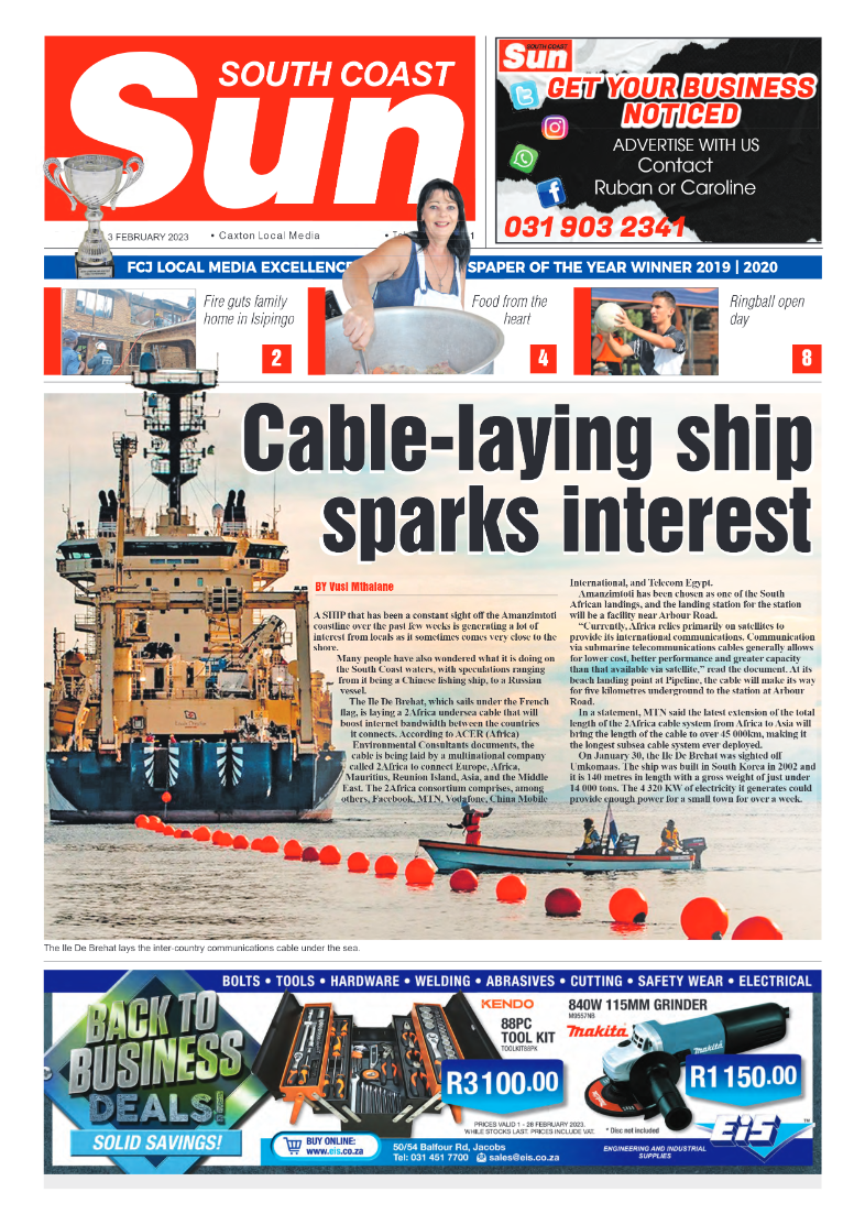 South Coast Sun 3 February 2023 page 1