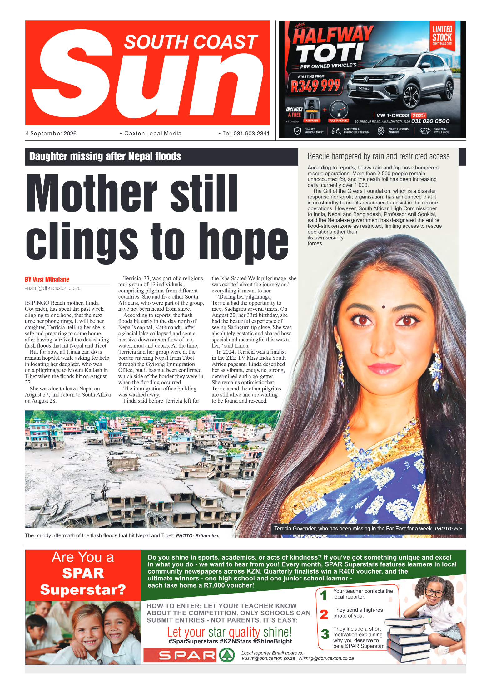 South Coast Sun 4 September 2026 page 1