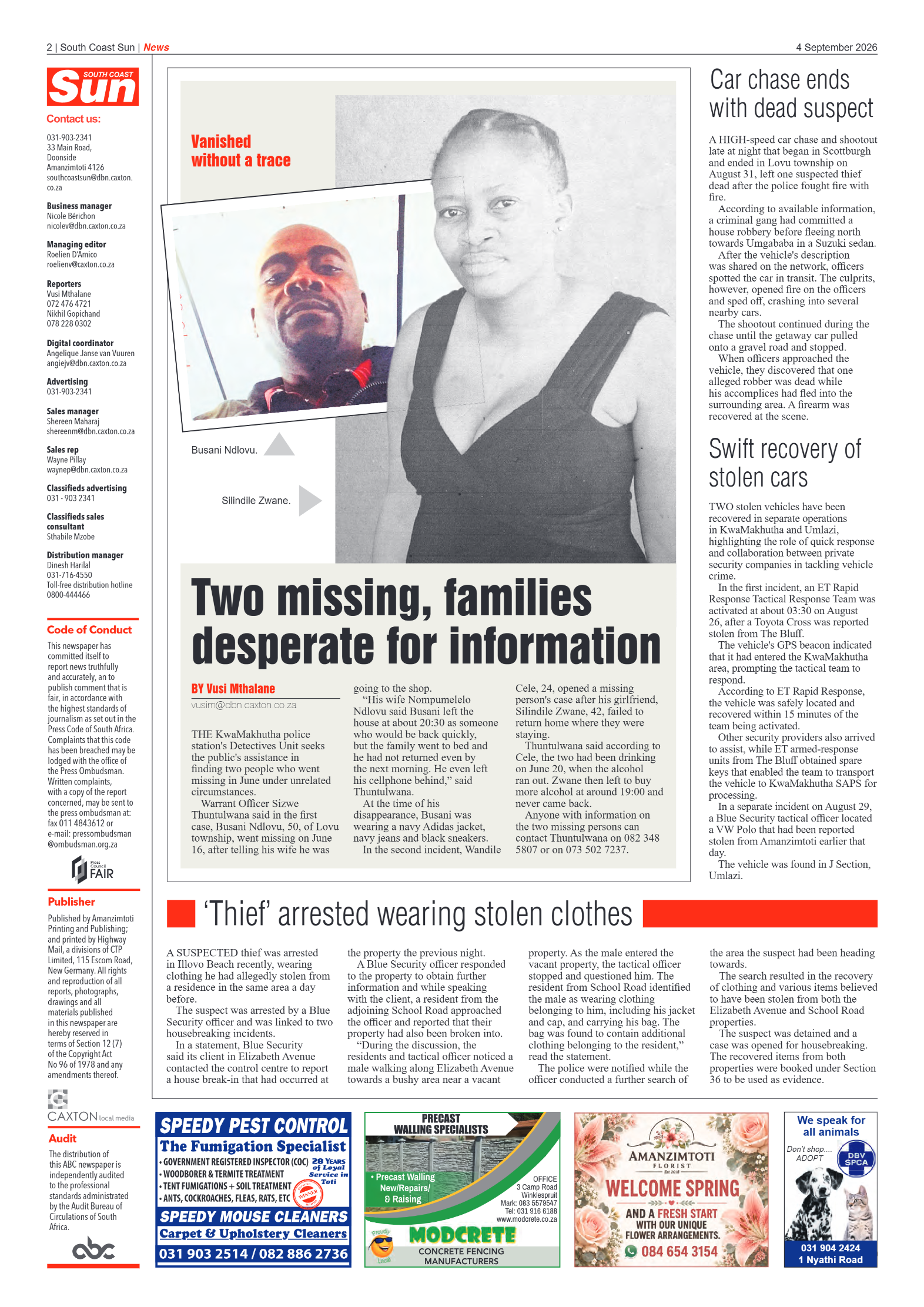 South Coast Sun 4 September 2026 page 2