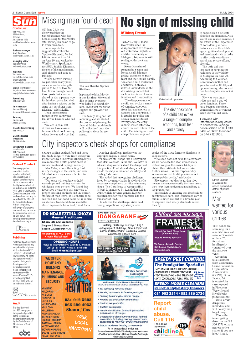 South Coast Sun 5 July 2024 page 2