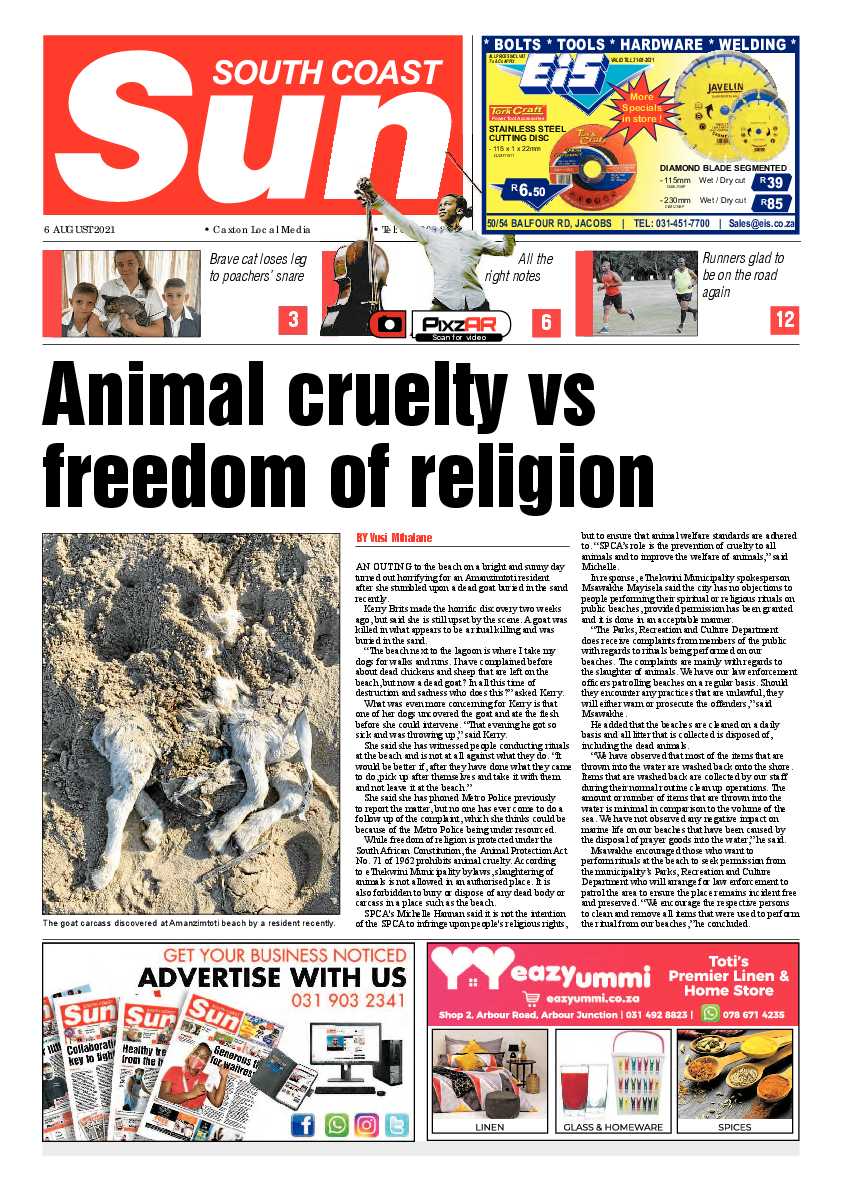 South Coast Sun 6 August 2021 page 1