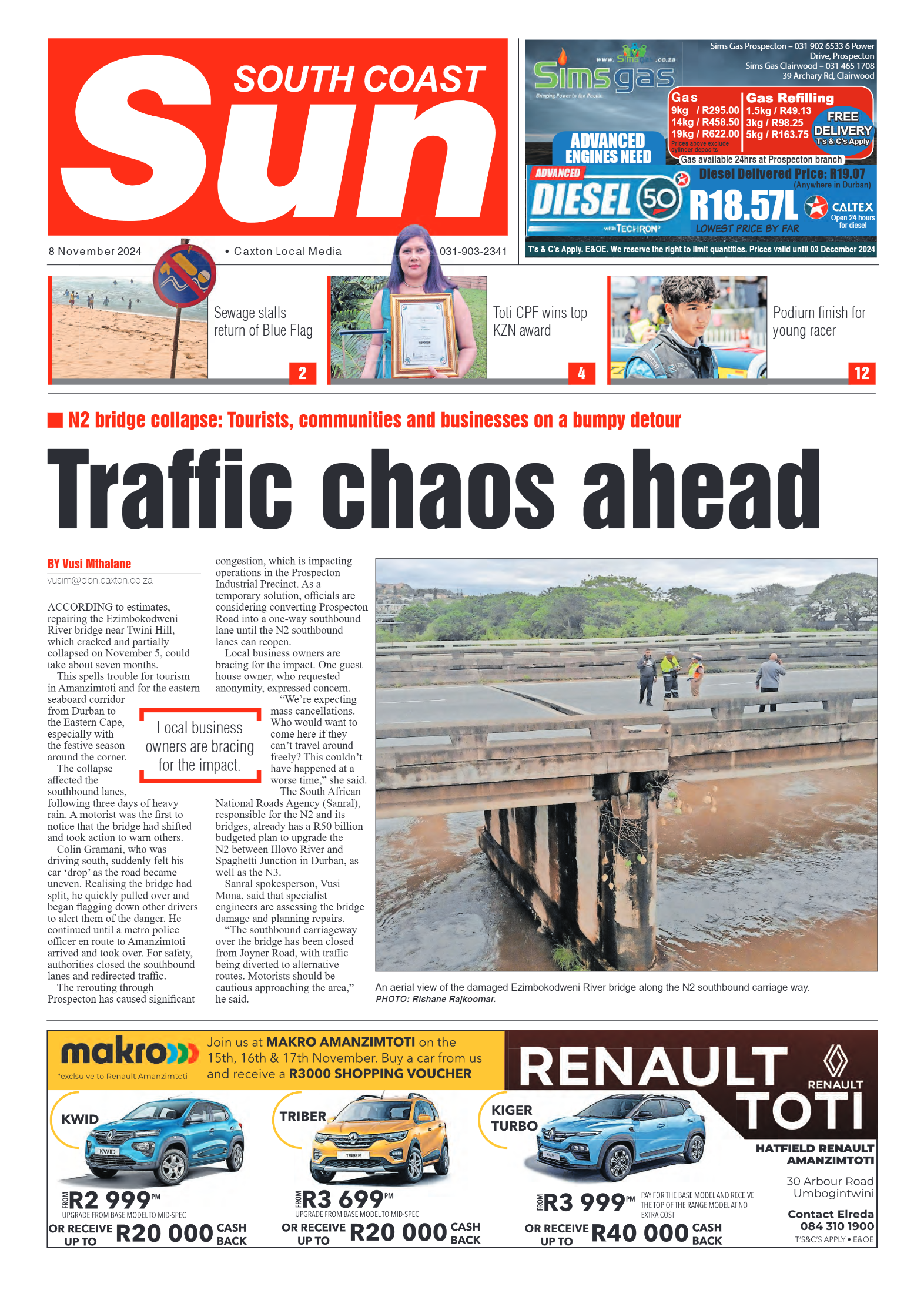 South Coast Sun 8 November 2024 page 1