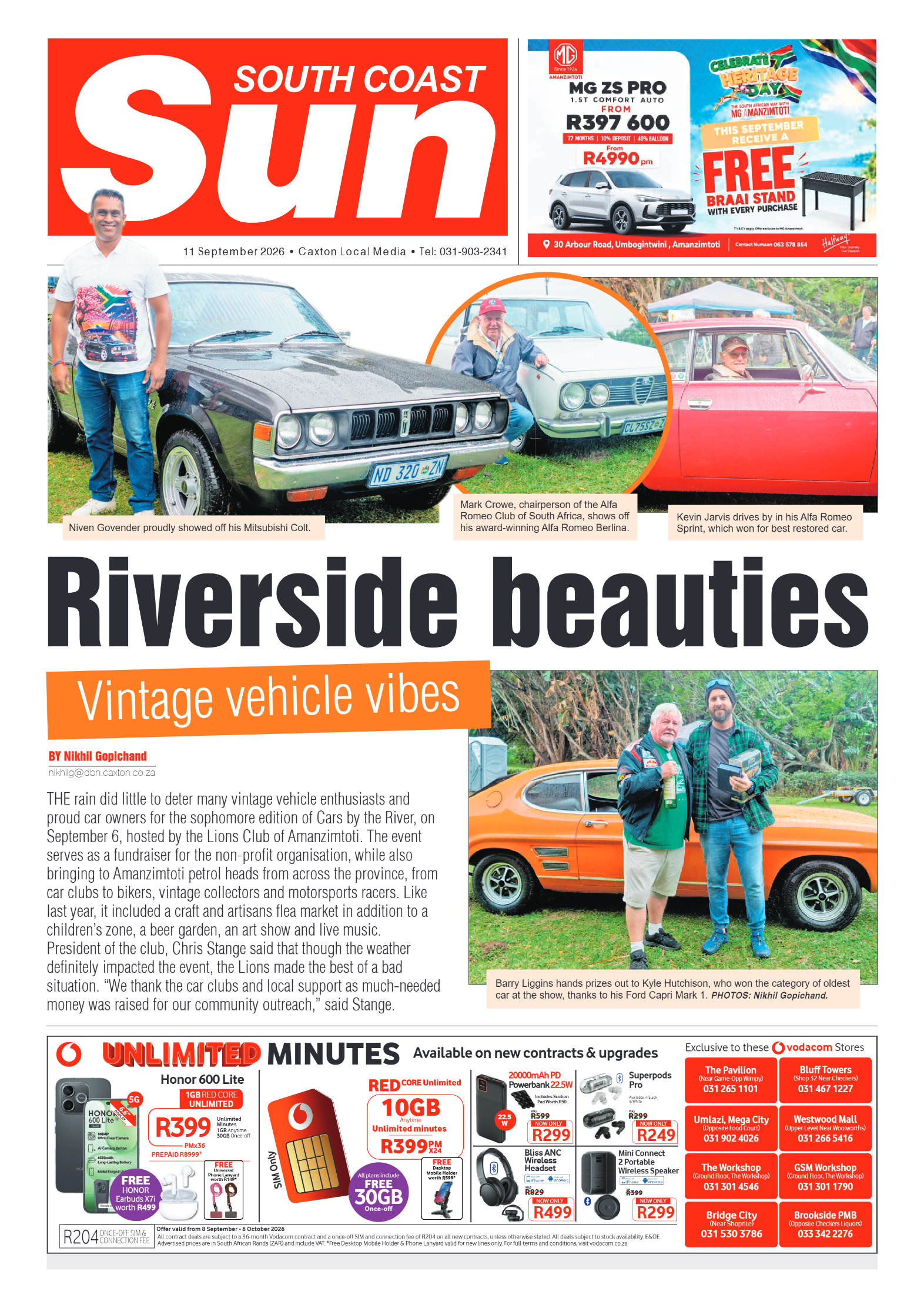 South Coast Sun 11 September 2026 page 1