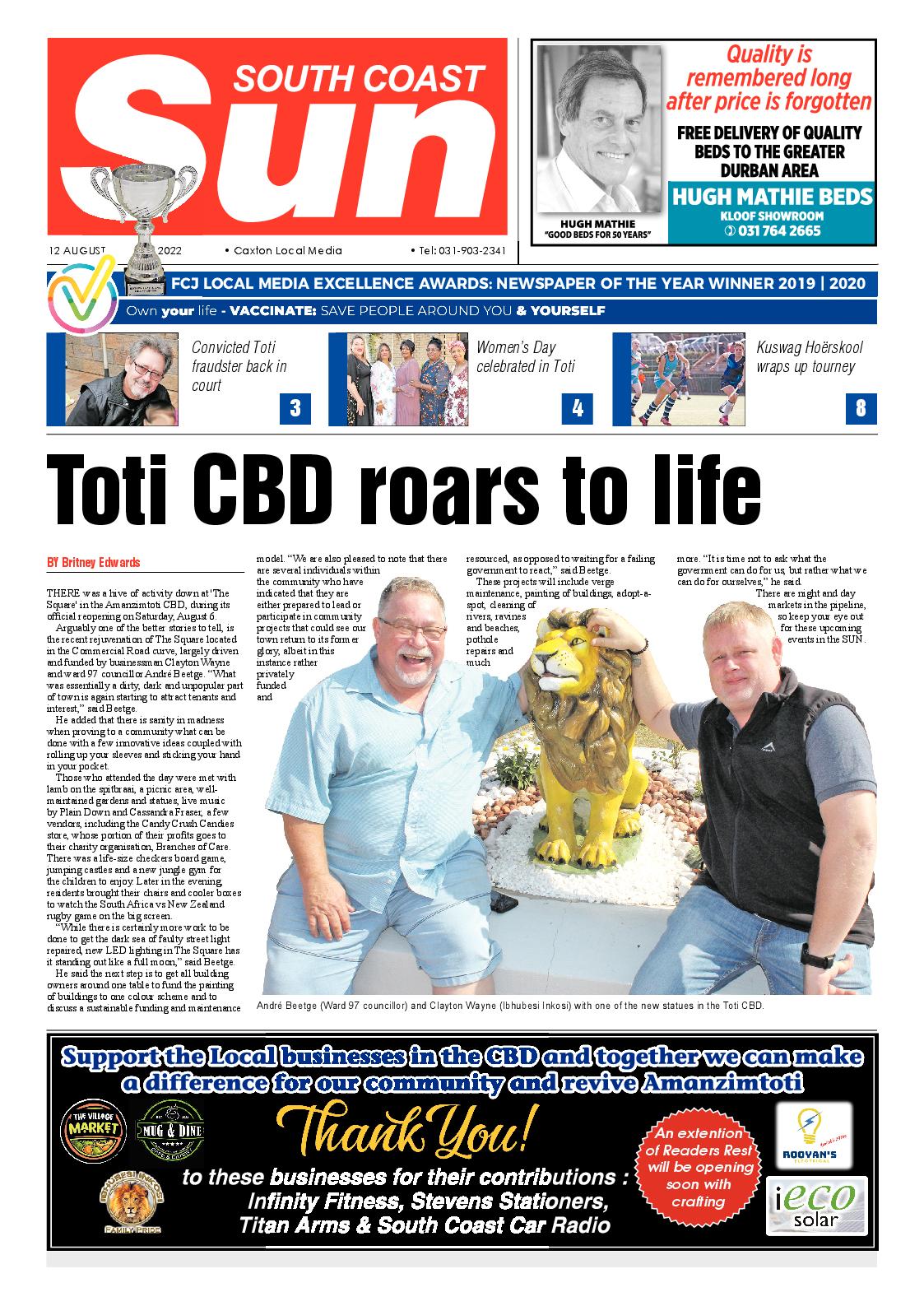 Southcoast Sun 12 August 2022 page 1