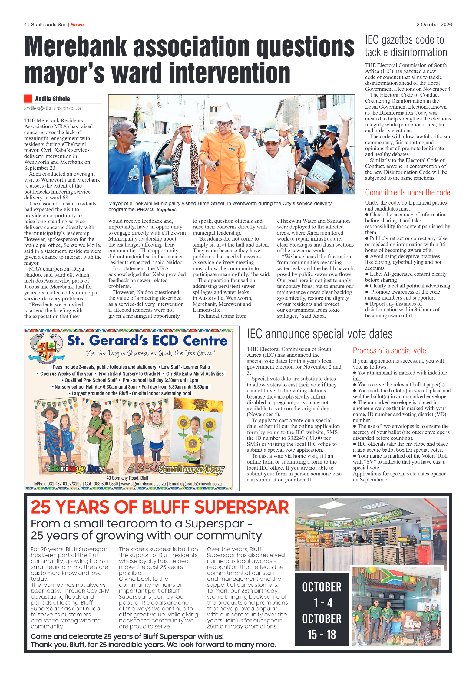 Southlands Sun 02 October 2026 page 4