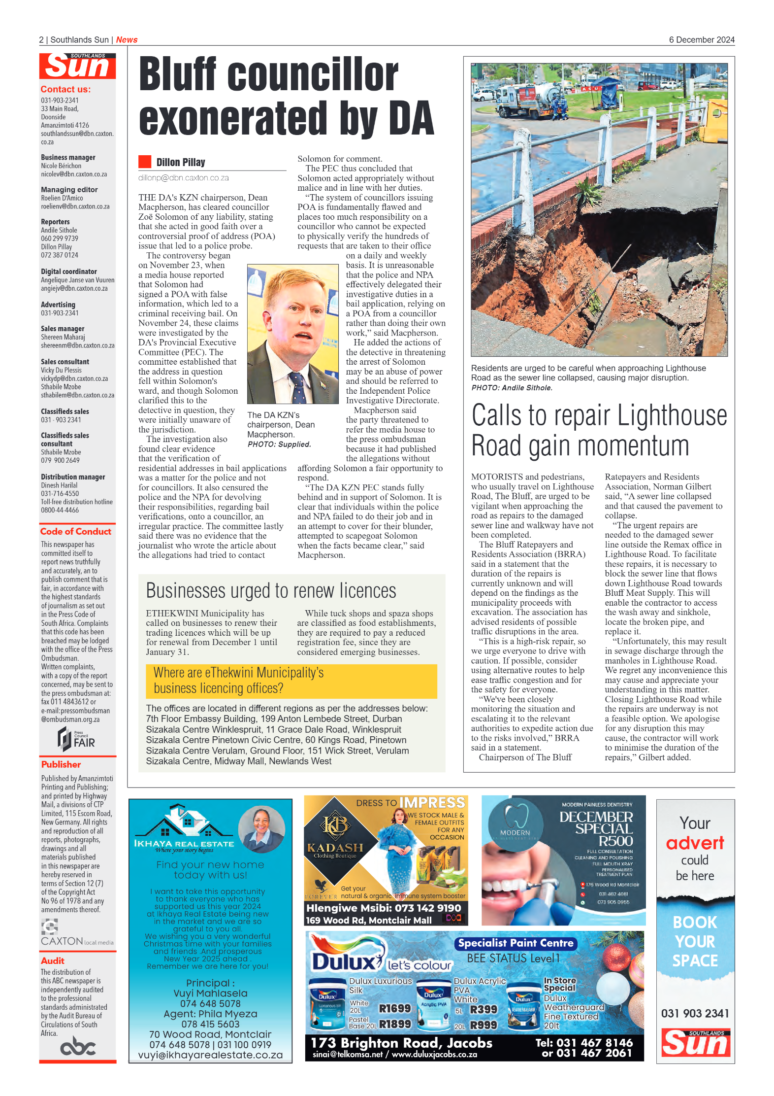 Southlands Sun 06 December 2024 page 2