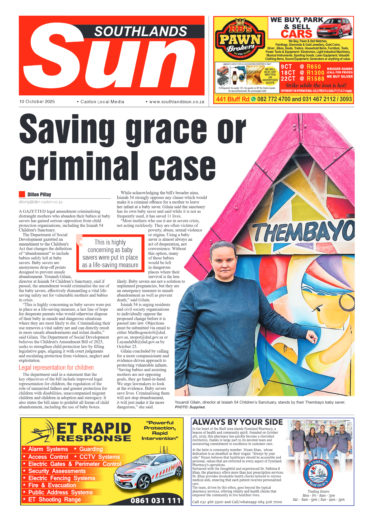 Southlands Sun 10 October 2025 page 1