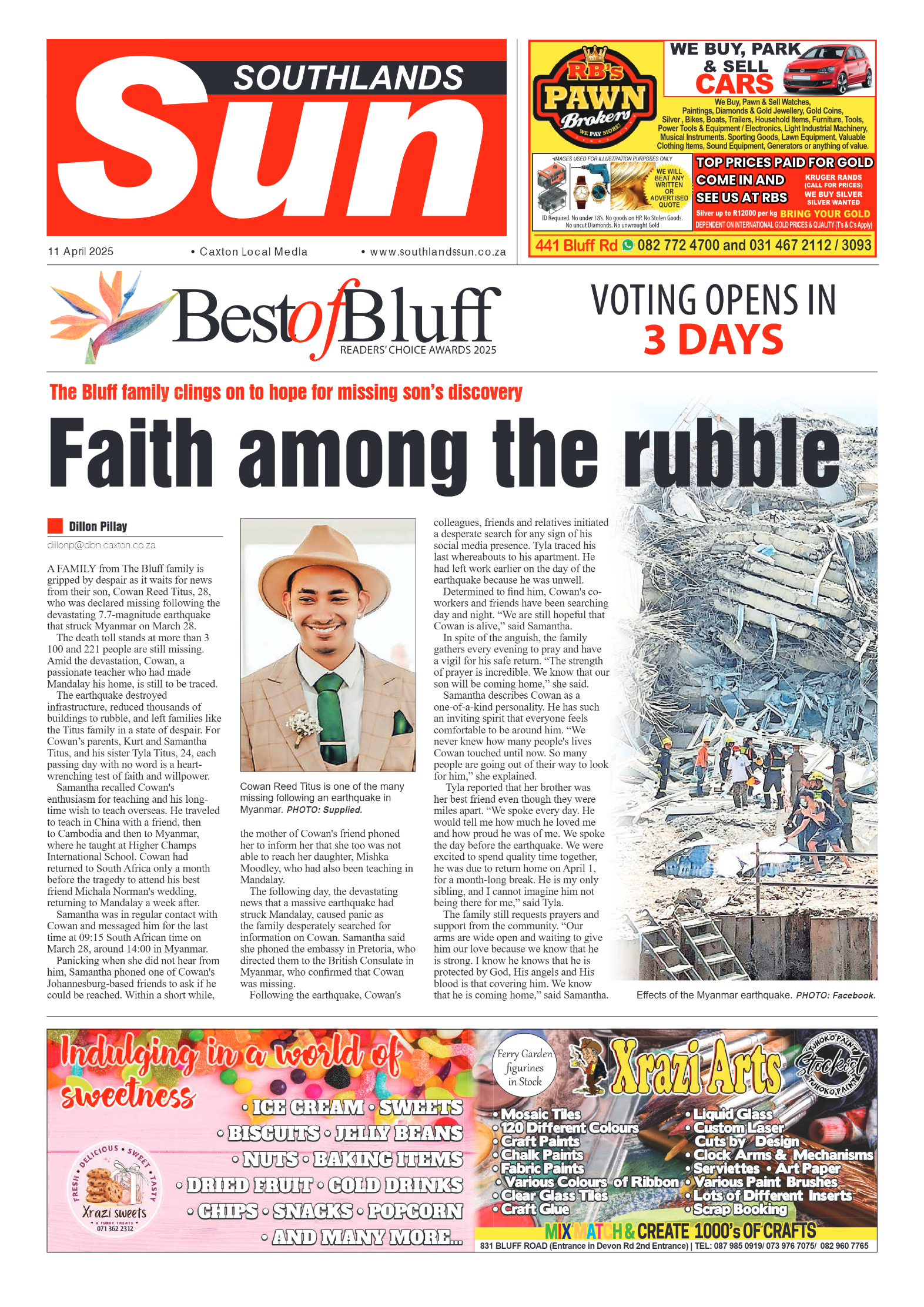 Southlands Sun 11 April 2025 page 1