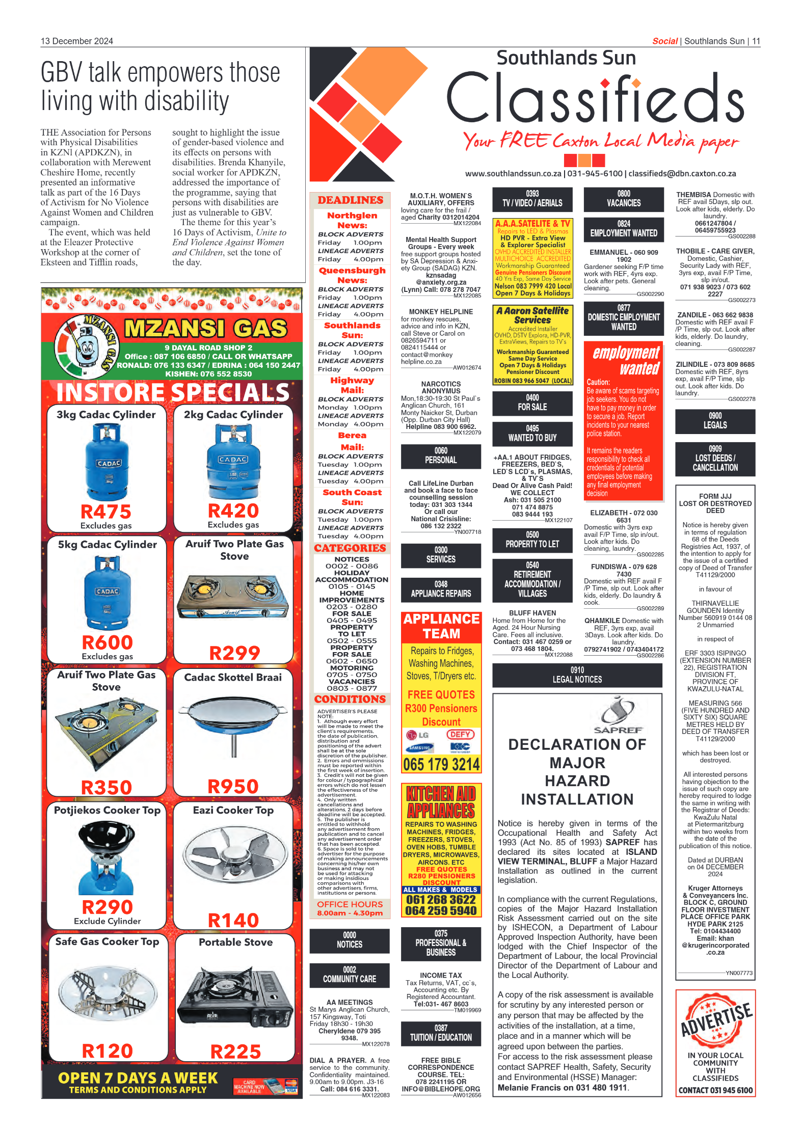 Southlands Sun 13 December 2024 page 11